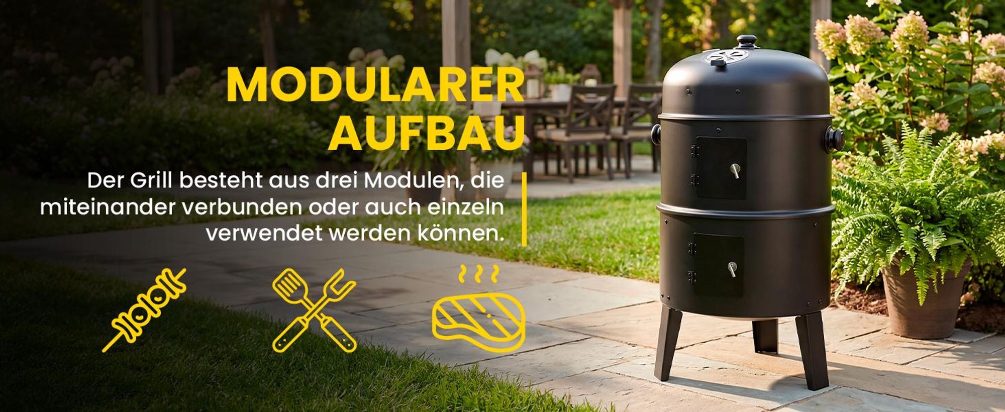 Schwarze Holzkohlegrill Smoker BBQ Räucherei