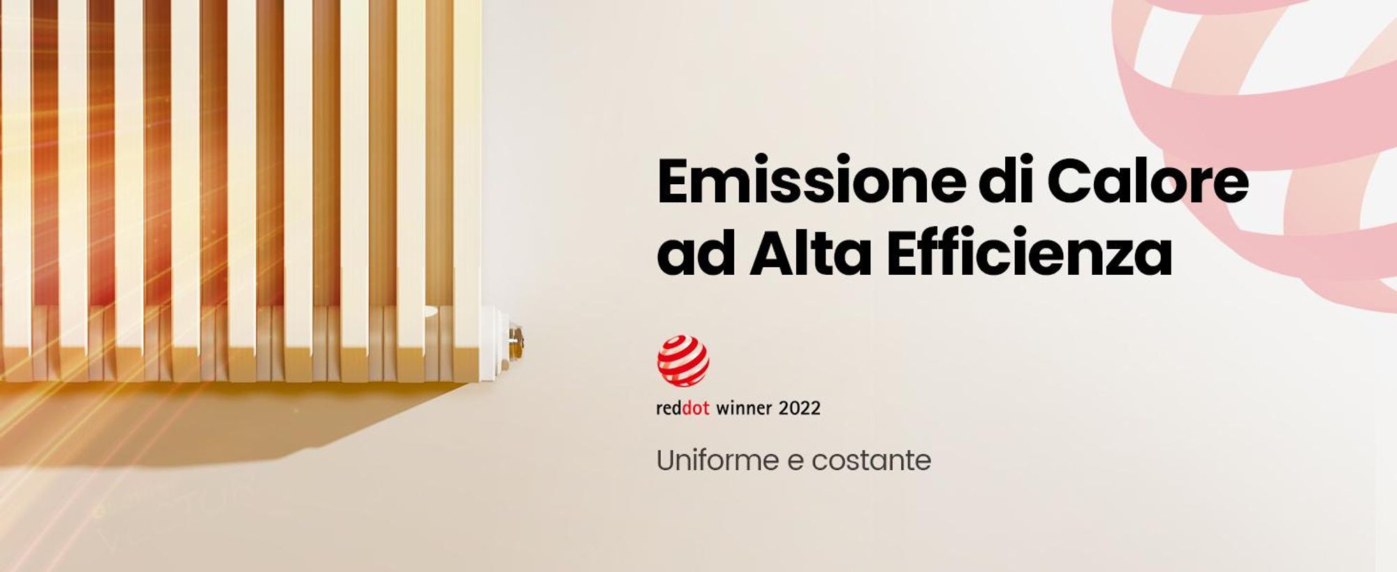 EMKE Design Radiatore a D 600x840mm 1383W Vincitore del Red Dot Award Bianco - Installazione orizzontale, per 18,4 m², bagno e soggiorno senza elemento riscaldante