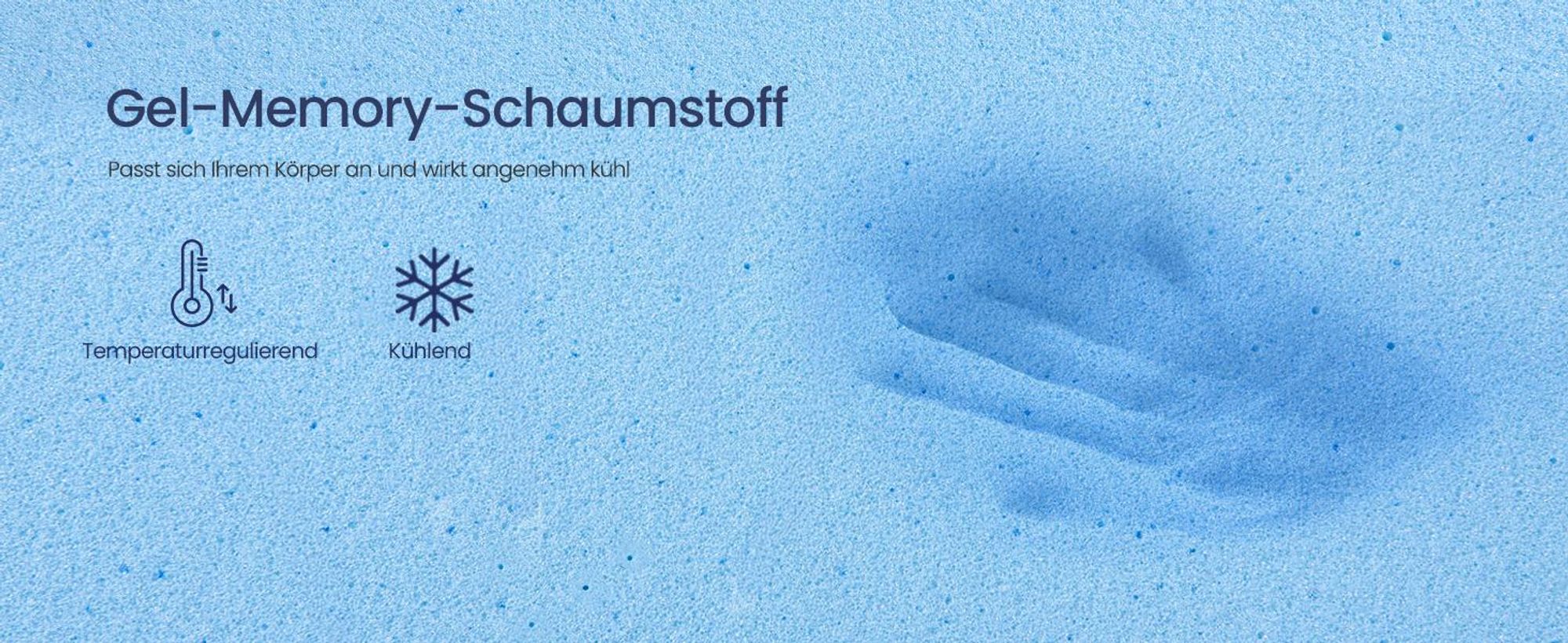 VASAGLE 7-Zonen Taschenfederkernmatratze mit Gel-Memory-Schaum, H3 Mittelfest, 140 x 200 x 25 cm, Blau