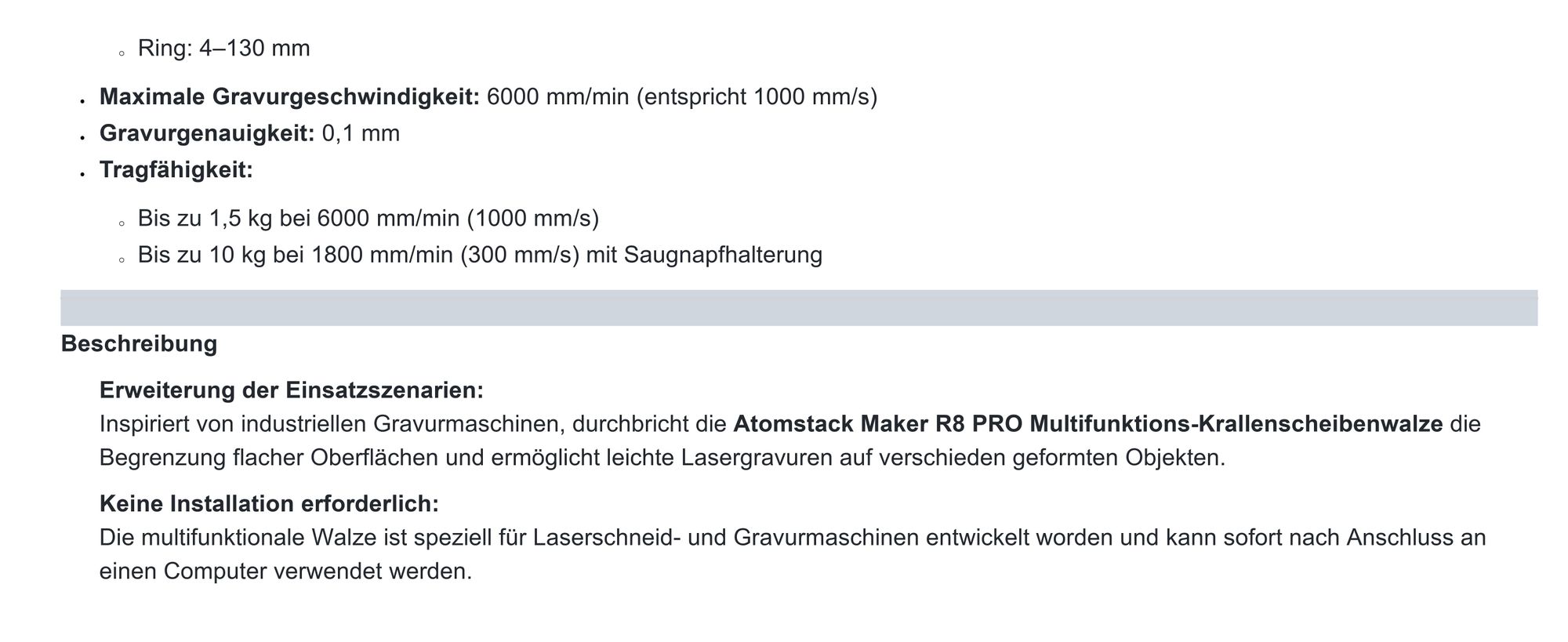 ATOMSTACK R8 PRO Rotary Roller, für Hurricane, P1 5W, A5/A6/A10/A12/A20/A24/A30/A40/A48/A70 Serie