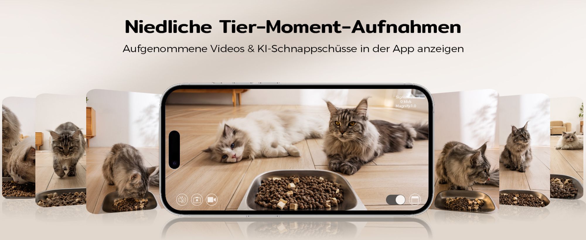 Amicura F1 Pro Futterautomat 3-Fach Frischeschutz, Anti-Blockade-System, 2.4G/5G Dual-WiFi, 4.5L Automatischer Futterspender