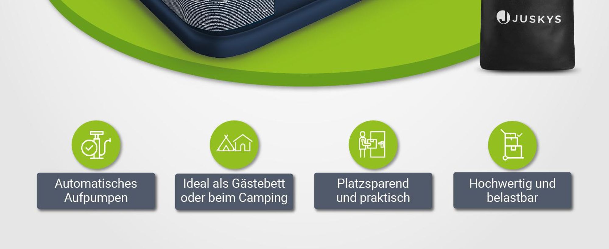 Juskys Luftmatratze Sapri L in Blau-Weiß - 2 Personen Luftbett selbstaufblasend mit Pumpe