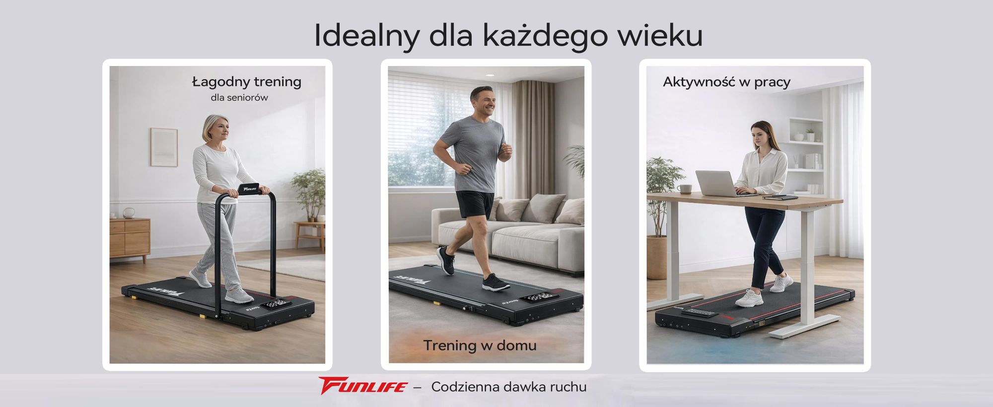 Bieżnia składana FunLife F1 (1-8 km/h) - Bieżnia 3 w 1 z uchwytem, wygodna, kompaktowa i cicha, odpowiednia do biurka, dla seniorów i do rehabilitacji, czerwona