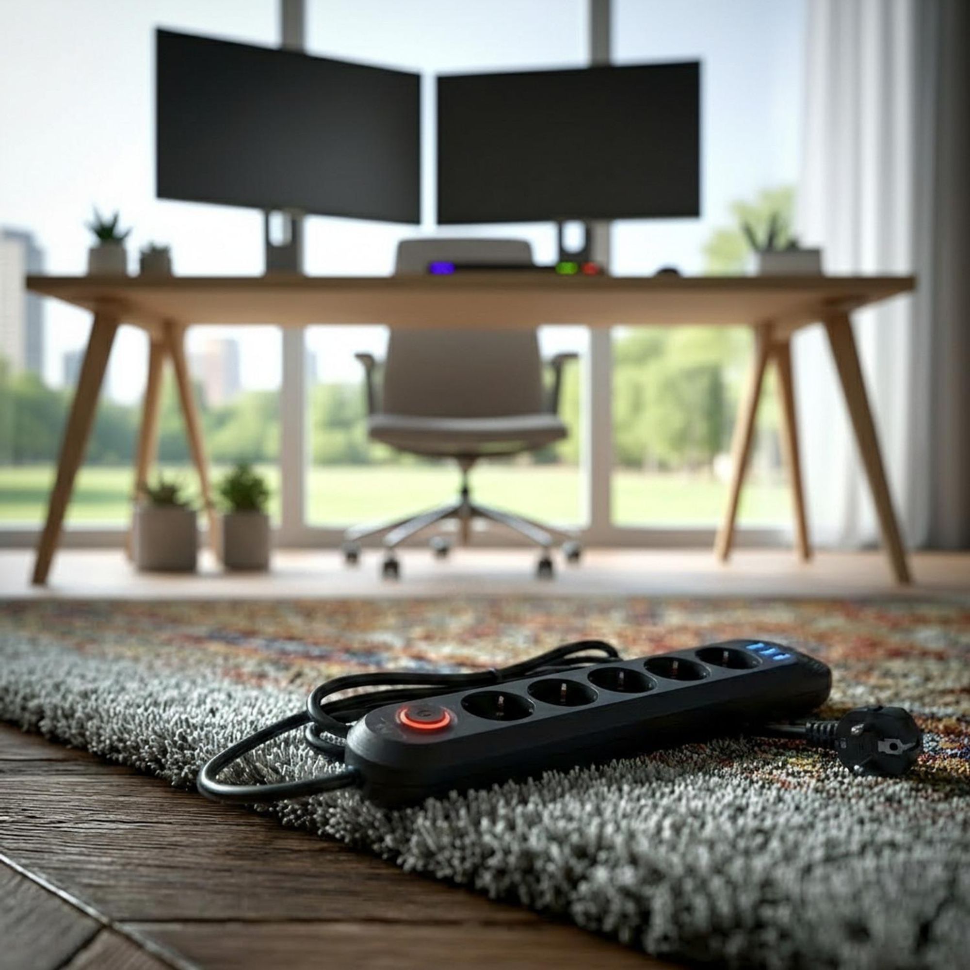 Maclean Steckdosenleiste 5 Steckdosen-Verlängerungskabel + 3xUSB 110-240V AC 50/60Hz 2,1A max 2500W 1,5m schwarz MCE395 B