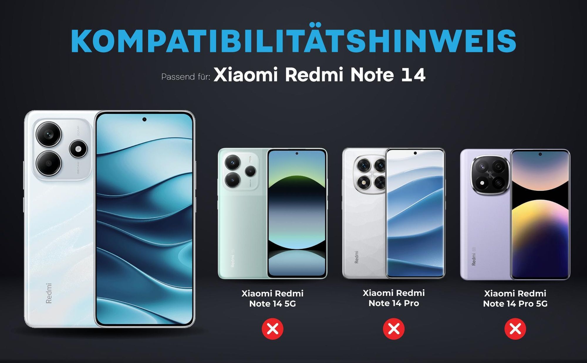 Kompatibilitätshinweise Kameraglas für Xiaomi Redmi Note 14