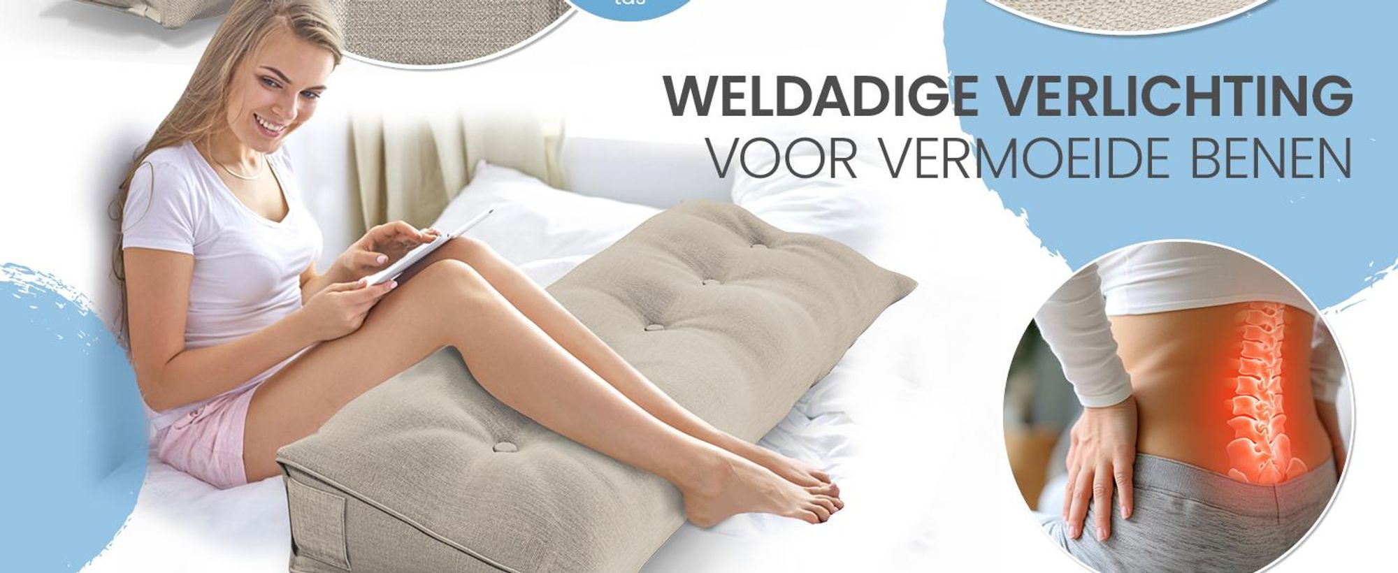 ELONEO rugkussen, 140 cm breed, geschikt als nekkussen voor bed en bank, driehoekig leeskussen, kussen met afneembare en wasbare hoes