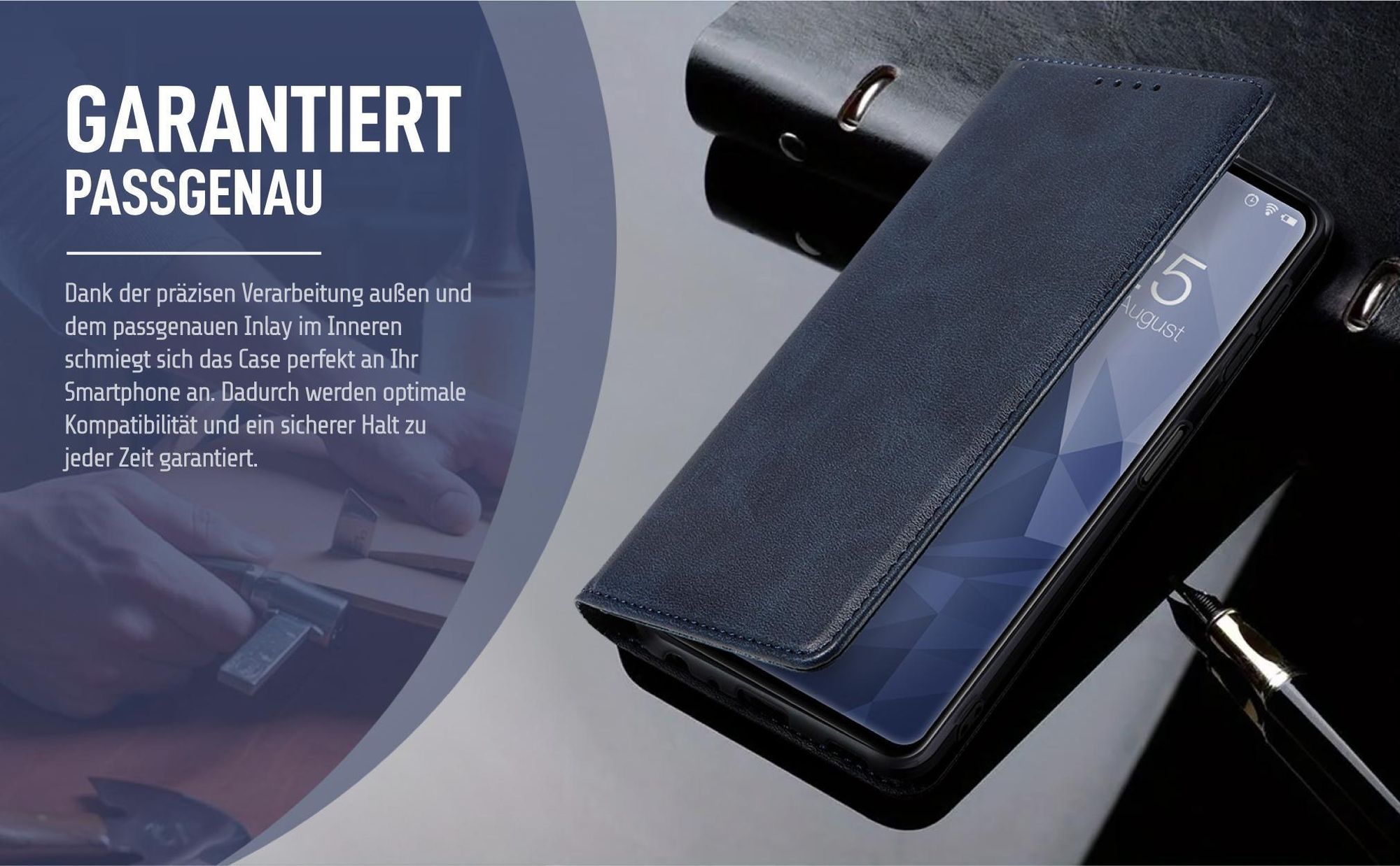 Dunkelblaue Klapphülle für Samsung Galaxy A80 mit präziser Passform