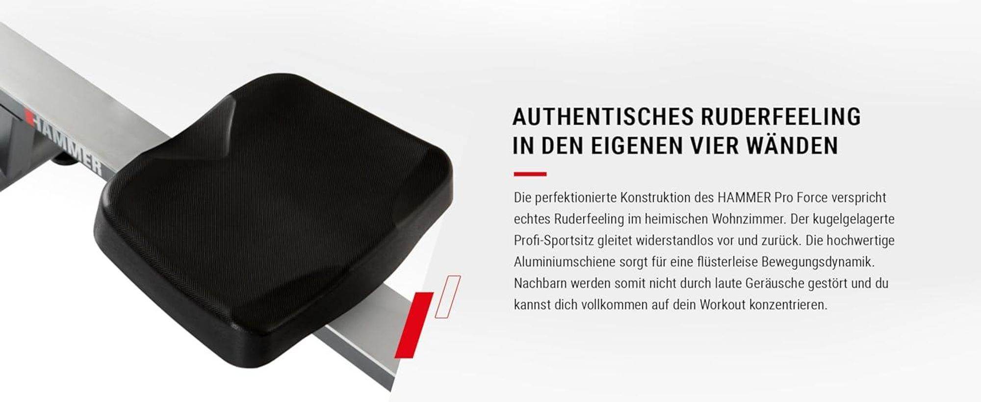 HAMMER Rudergerät Pro Force, 20 Programme, bis 120 kg Nutzergewicht
