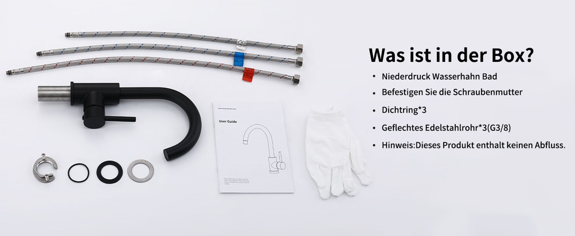 Niederdruck Wasserhahn Küche, Wasserhahn 360° Drehbar Küchenarmatur Niederdruck aus Edelstahl, Spültischarmatur für Spüle Boiler oder Untertischgeräte