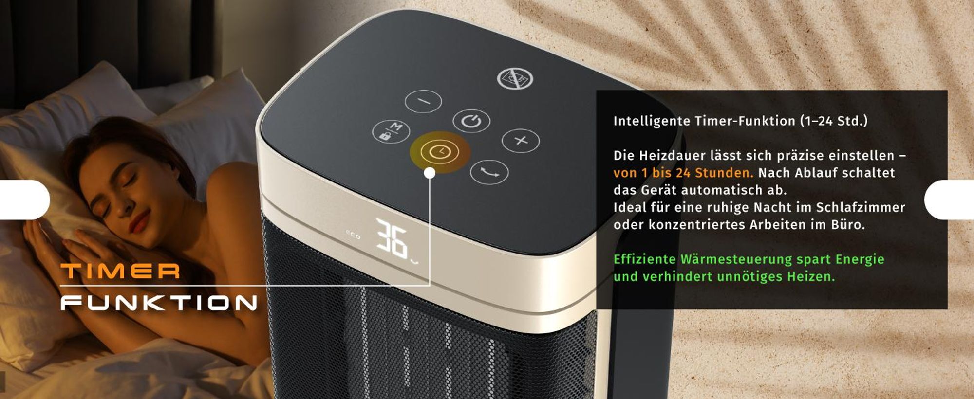Brandson Heizlüfter energiesparend, Keramik Heizgerät, Oszillation, Timer, Fernbedienung, kompakt, 1500 W, Preisträger 2025, GS , Thermostat, Überhitzungsschutz