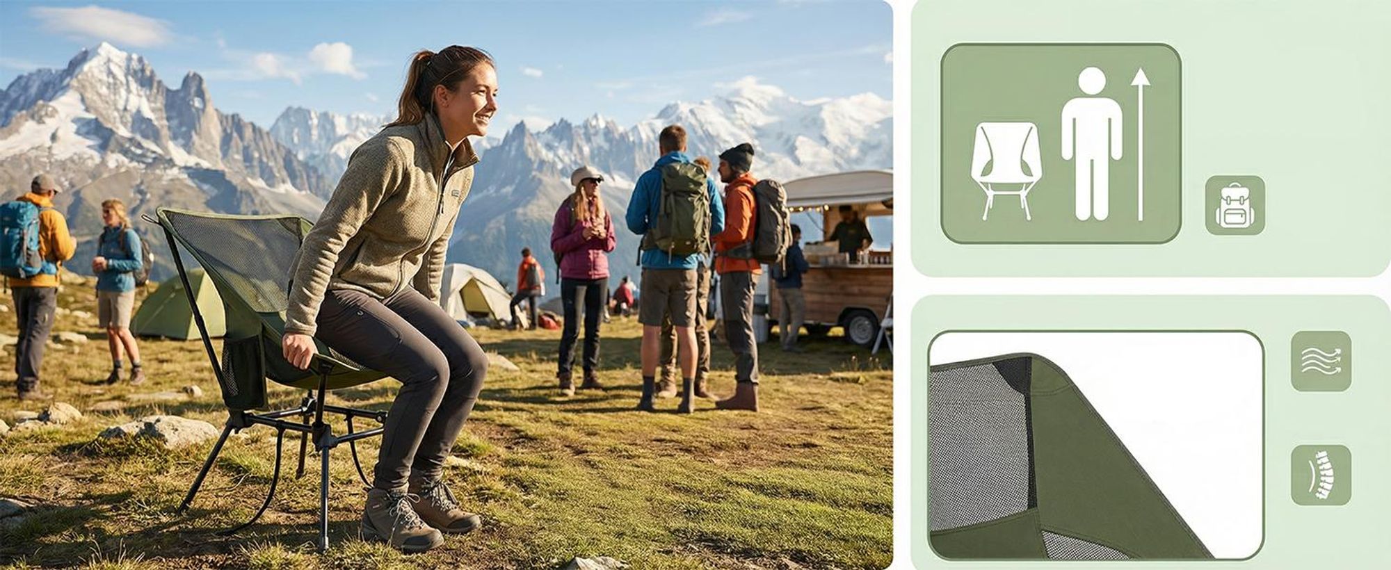 SONGMICS Campingstühle Set, höhenverstellbar, 2 Outdoor Klappstühle mit Stahlrahmen, Tragkraft 150 kg, mit 2 Taschen, für Reisen und Camping, braun