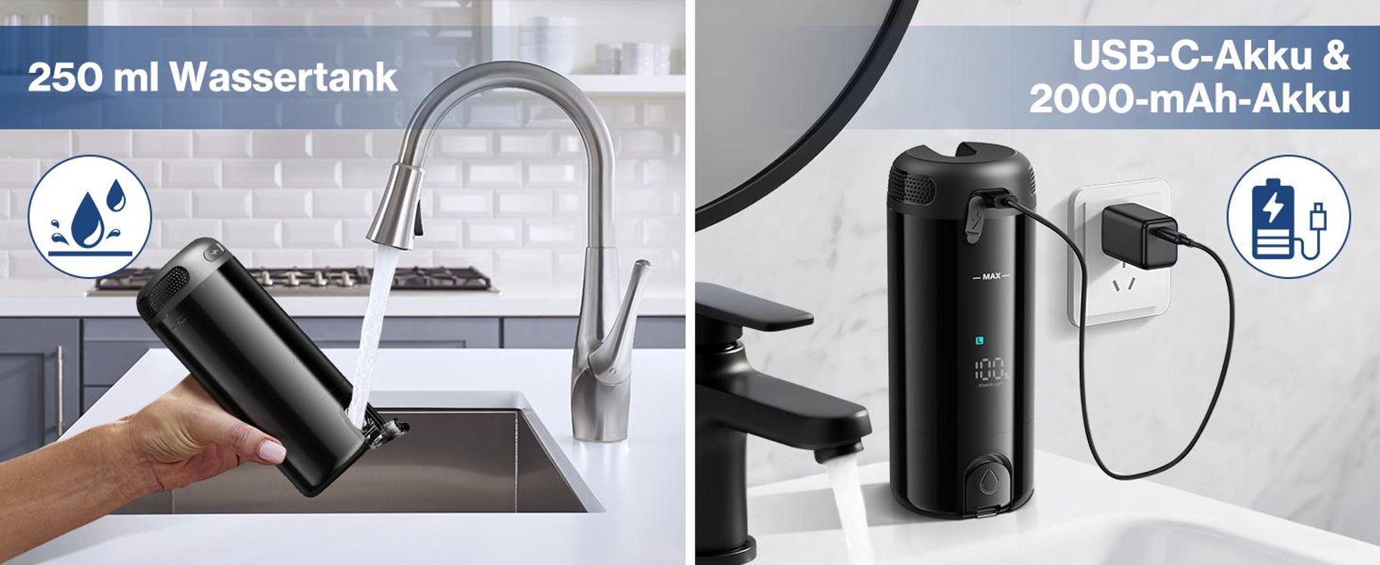 Tragbares Hand-Bidet, Reise-Bidet, Elektrischer Hochdrucksprüher, mit 5 Sprühmodi und 8 Düsen, IPX7 Mini-Handbidet mit LCD-Bildschirm