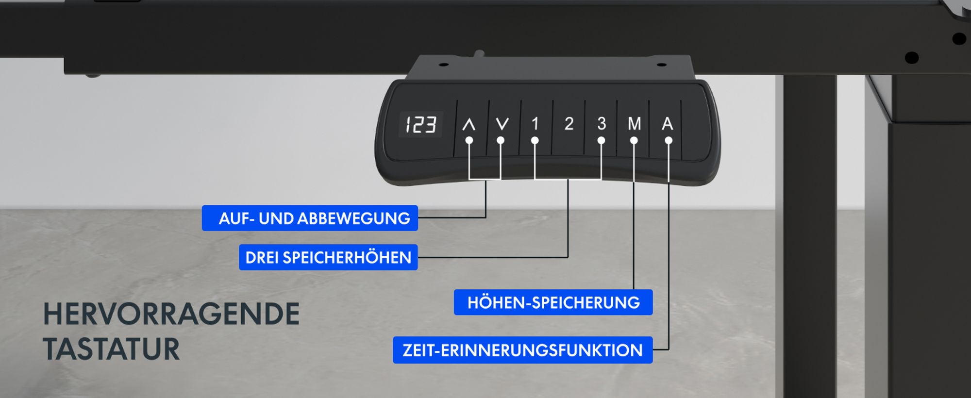 FLEXISPOT Höhenverstellbarer Schreibtisch Gestell Elektrisch mit 4 Beinen, Doppelmotor 200 KG TRAGLAST, 3 Speicherplätzen Sitz-Steh-Erinnerung Schwarz