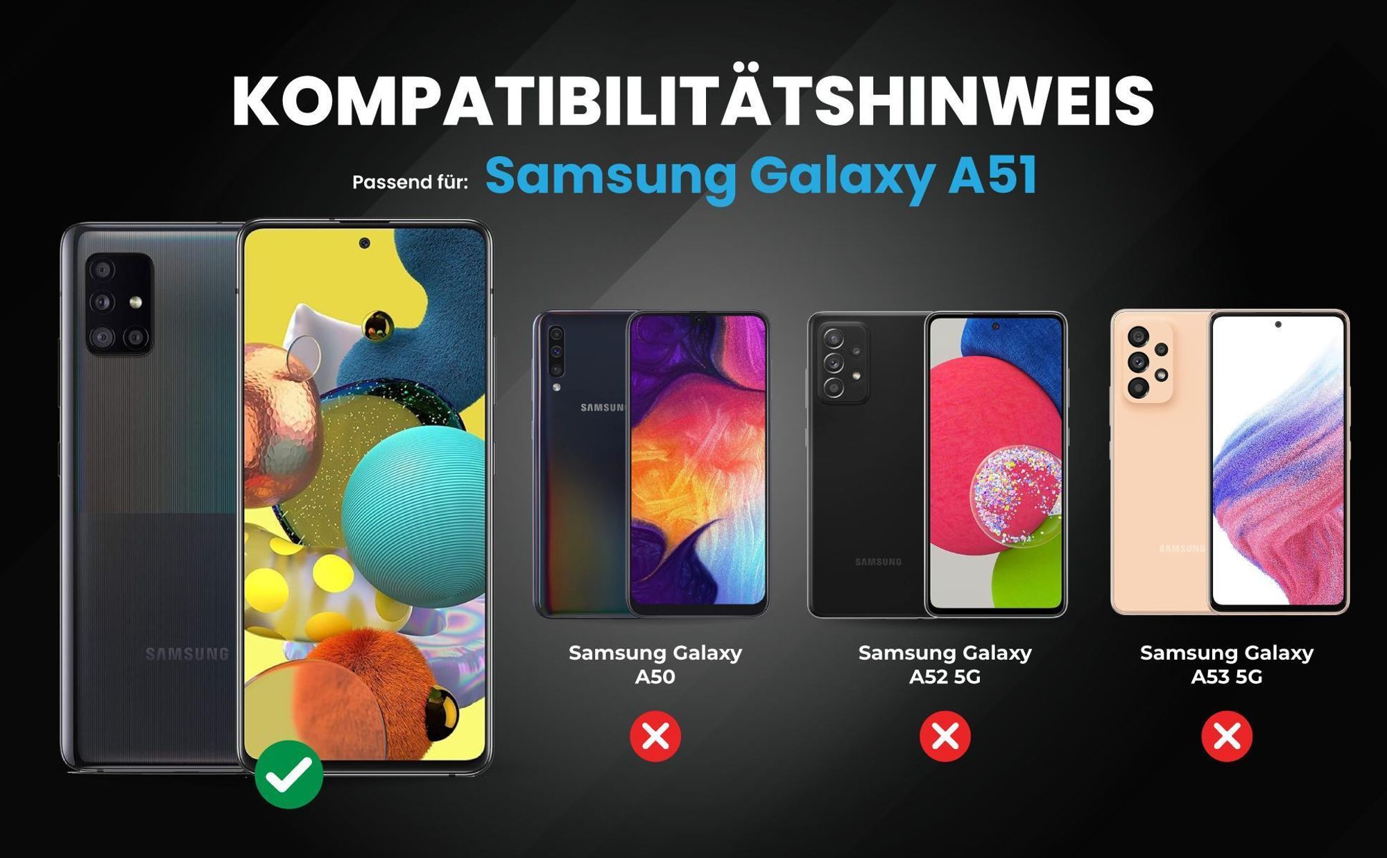 Kompatibilitätshinweise Hülle für Samsung Galaxy A51