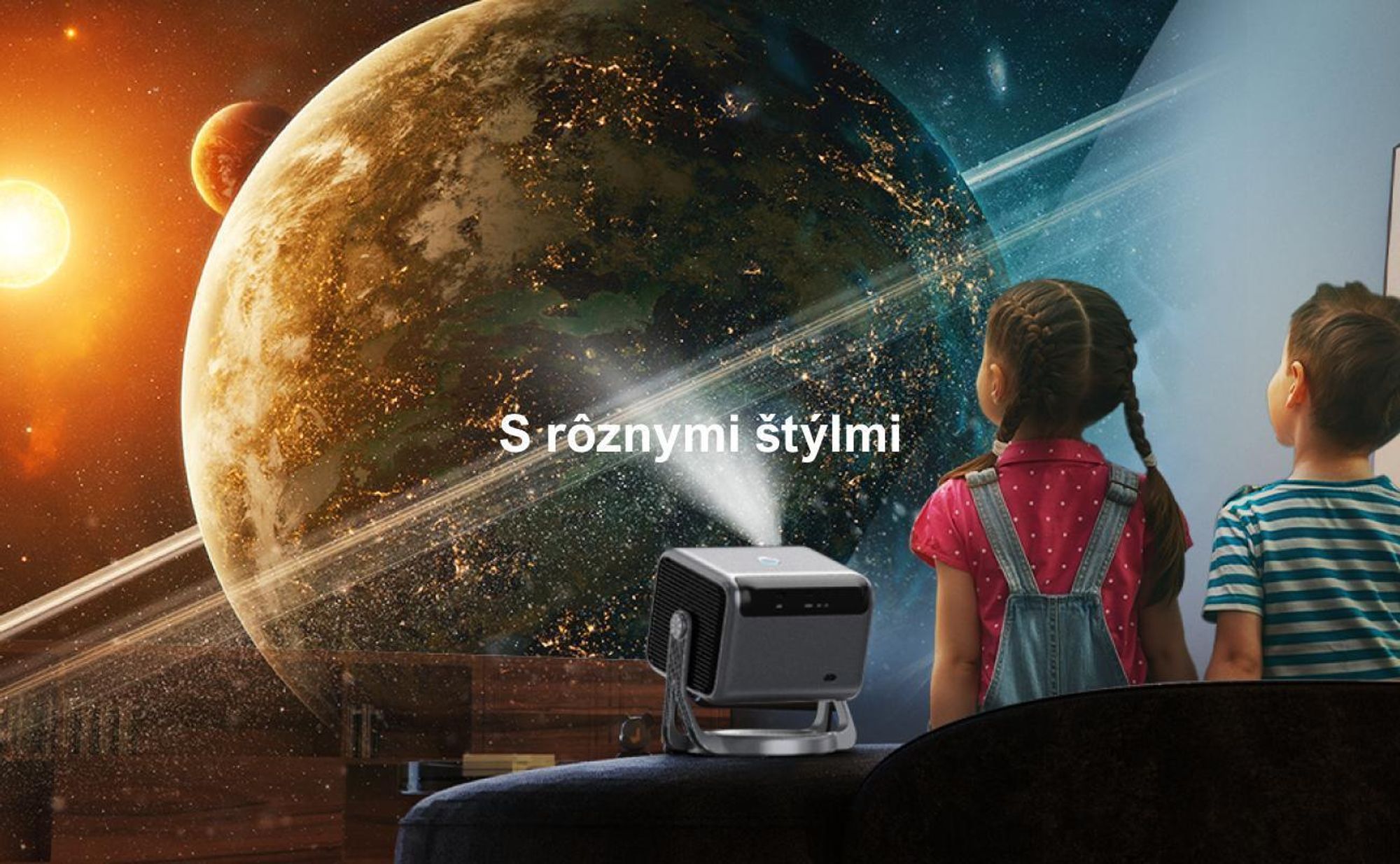 Projektor ULTIMEA Nova C40 s dekódovaním 4K a Android TV 11.0 1000:1, Dolby Audio, 600 ANSI, HDR10&HLG, s 90° kardanovým stojanom