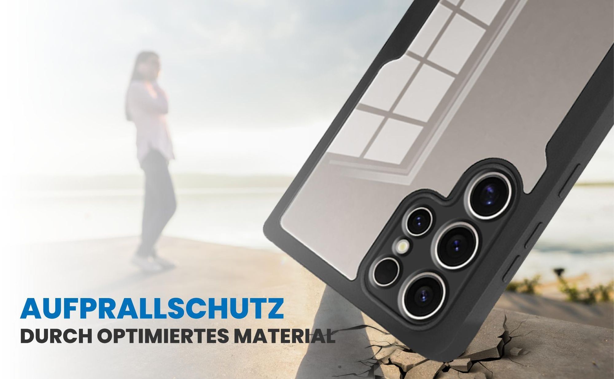 Schwarzes Front Back Cover für Samsung Galaxy S24 Ultra mit Aufprallschutz