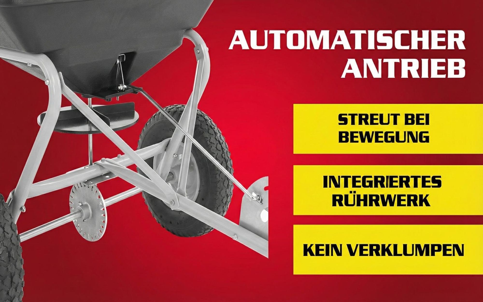 HECHT 260 Streuwagen Anhänger | 60 Liter | Für ATV / Quads / Rasentraktoren | Streumengenregulierung