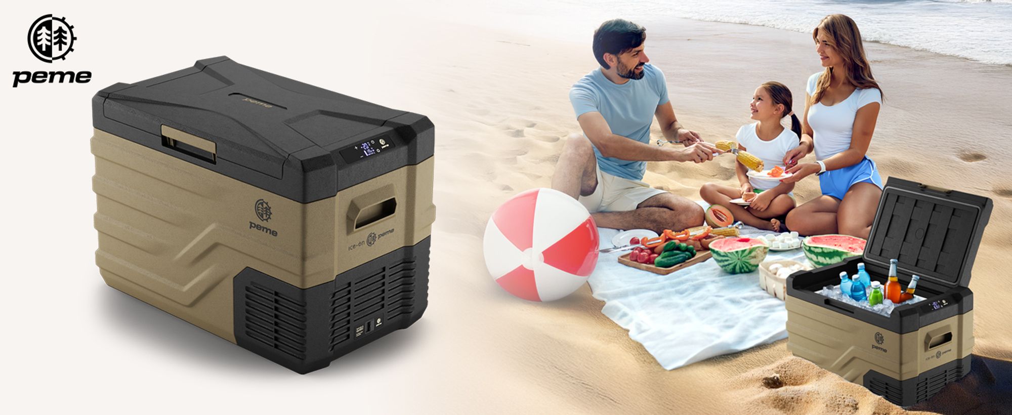 PEME Quest 40 Kompressor Kühlbox 35L Sand Storm Autokühlschrank Elektrische Gefrierbox LKW Auto Camping Kühlschrank App Outdoor -20°C outdoor