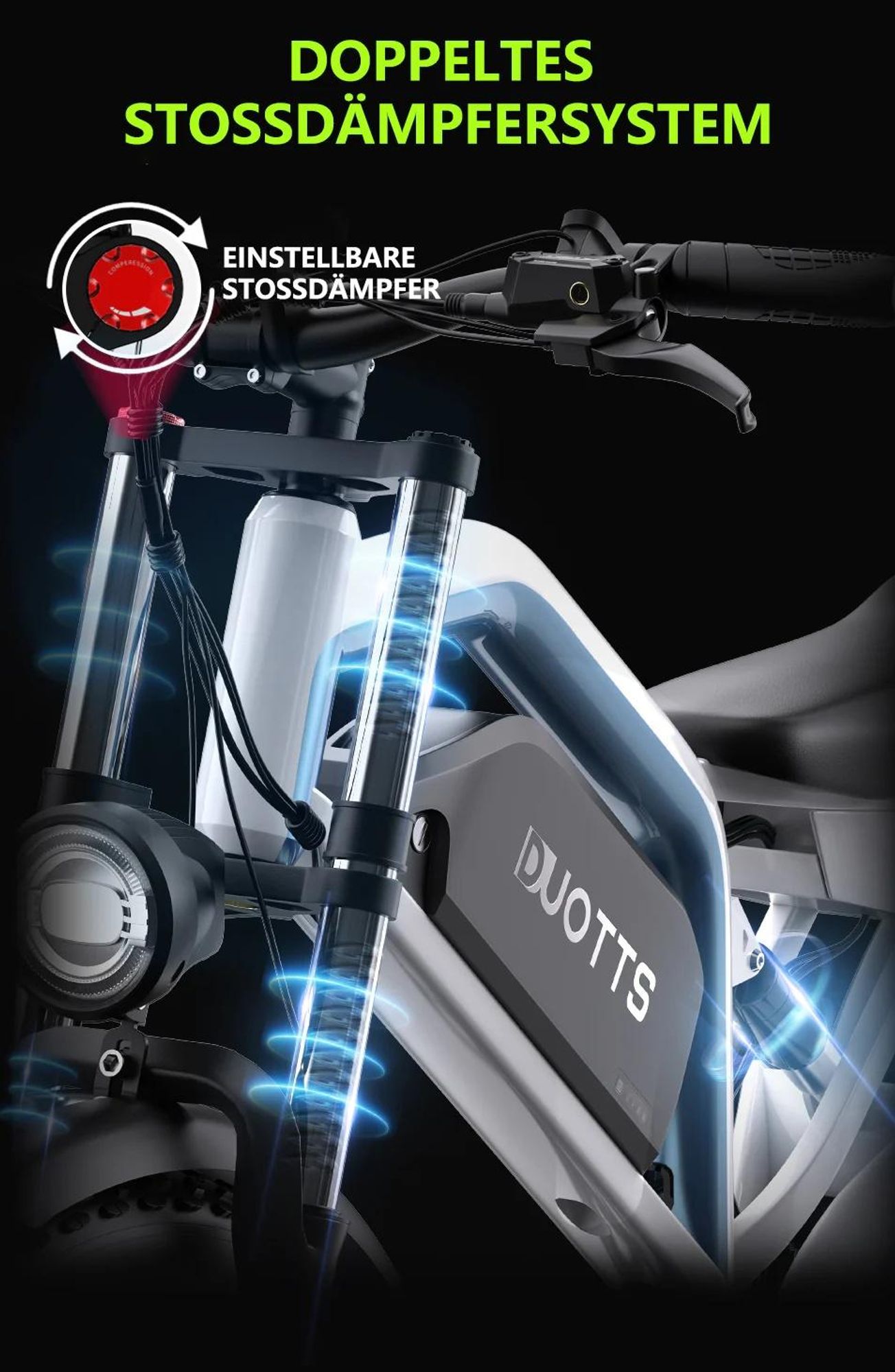 Duotts N26 E-Bike - Motor 750W*2 Batterie 48V20AH 26*4.0 Zoll Fett Hydraulische Bremsen - Weiß Blau