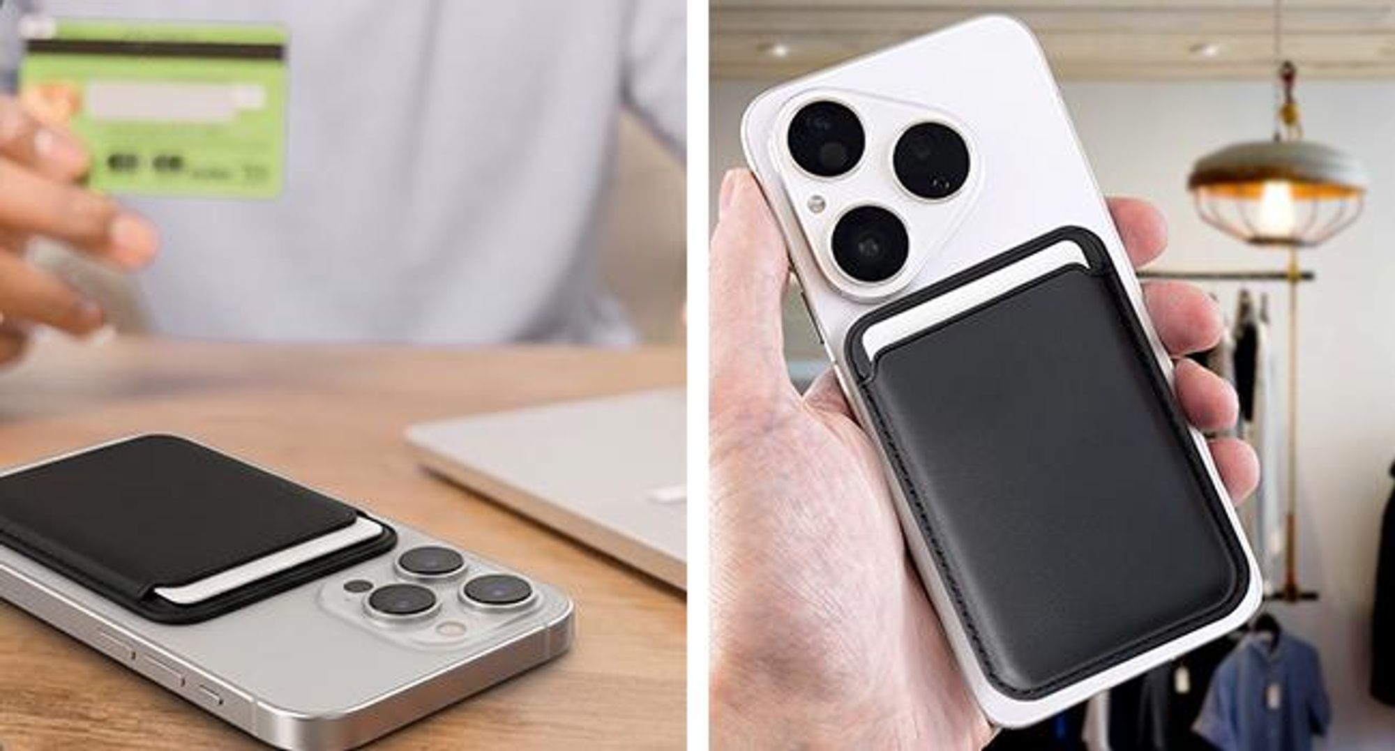 KRUMAD Wallet Kartenhalter, Kartenhalter für Handy, Magnet Wallet Slim, Kartenhalter mit 13 Magneten, Kartenetui, Mini Portemonnaie, Schwarz