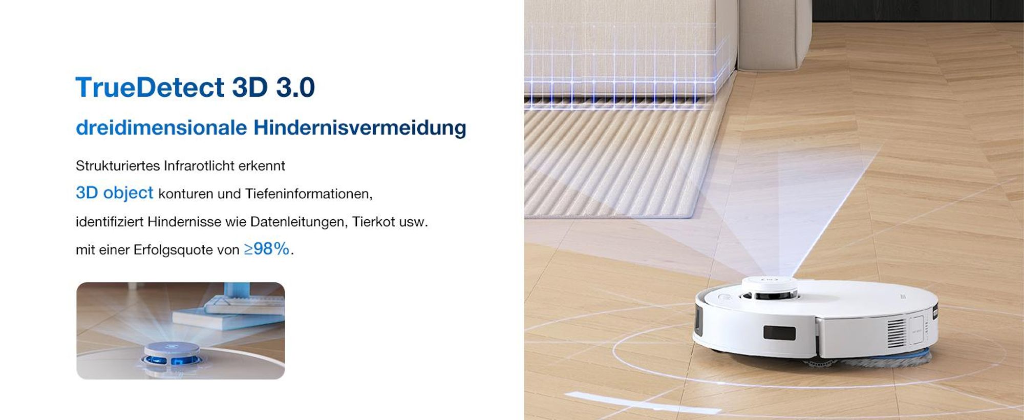 ECOVACS DEEBOT T30C PRO Omni Gen 2, Staubsauger Roboter 15400Pa, Saugroboter mit Wischfunktion, 70°C Heißwasser-Moppwäsche, Wischroboter Weiß