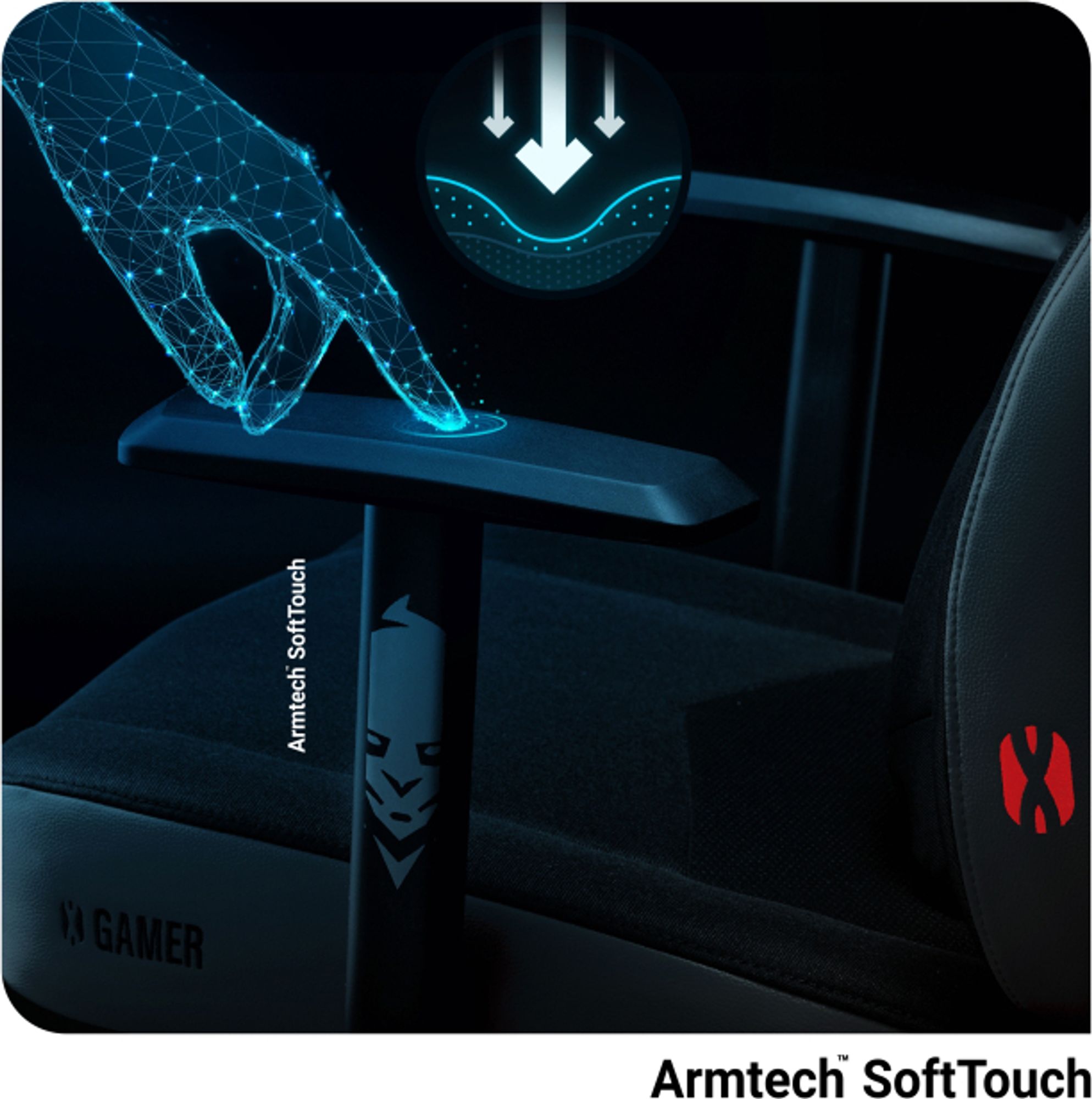 Diablo X-Gamer 2.0 Gaming Stuhl Bürostuhl Stoffbezug Ergonomisches Design Lendenwirbelkissen Softpadauflage Farbe: Schwarz-Schwarz