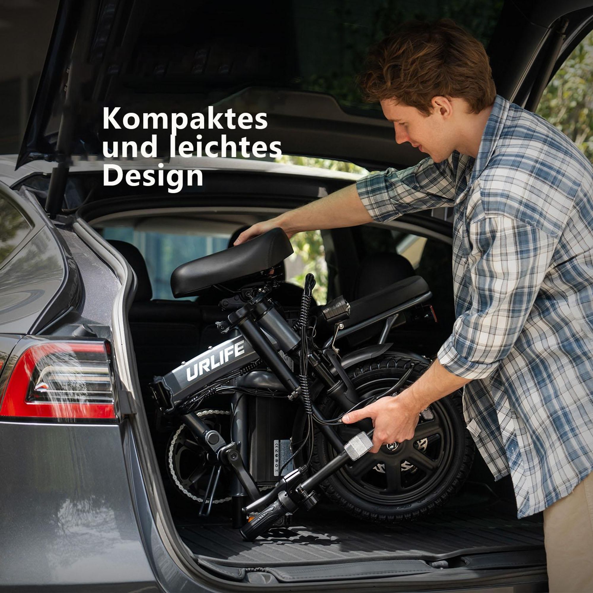 Elektrofahrrad URLIFE F1L - 250W Motor 48V 7.5Ah Batterie 14 Zoll  Reifen Scheibenbremse - Schwarz
