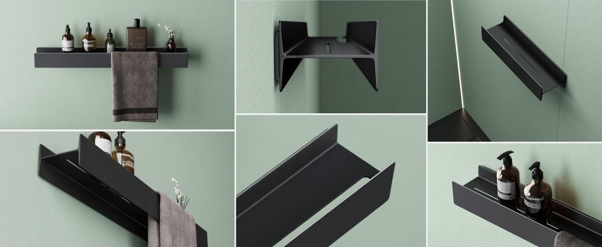 Mai & Mai Duschablage zum Bohren oder Kleben Duschregal Badablage 40cm Badezimmerablage zur Wandmontage Badezimmer Organizer Matt weiß Reglo-03