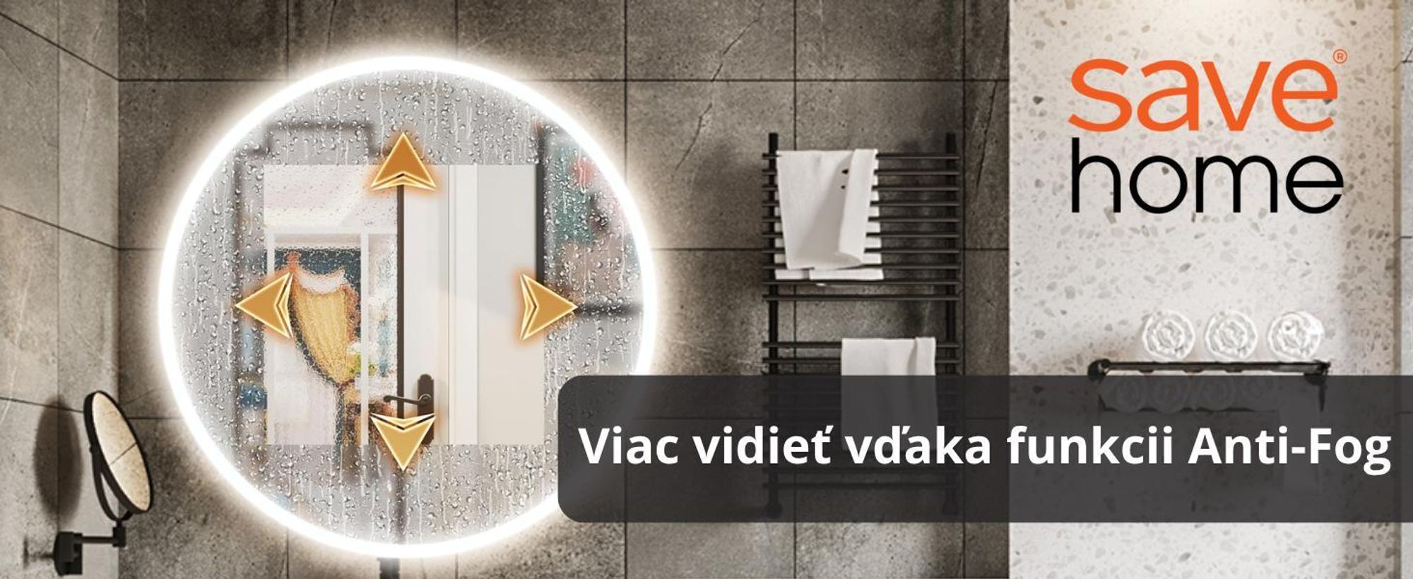 LED zrkadlo do kúpeľne, okrúhle, 80 cm – s funkciou proti zamlievaniu, 3 farby svetla (CCT), plynulá regulácia jasu, dotykové ovládanie, ochrana IP44, moderné zrkadlo bez rámu