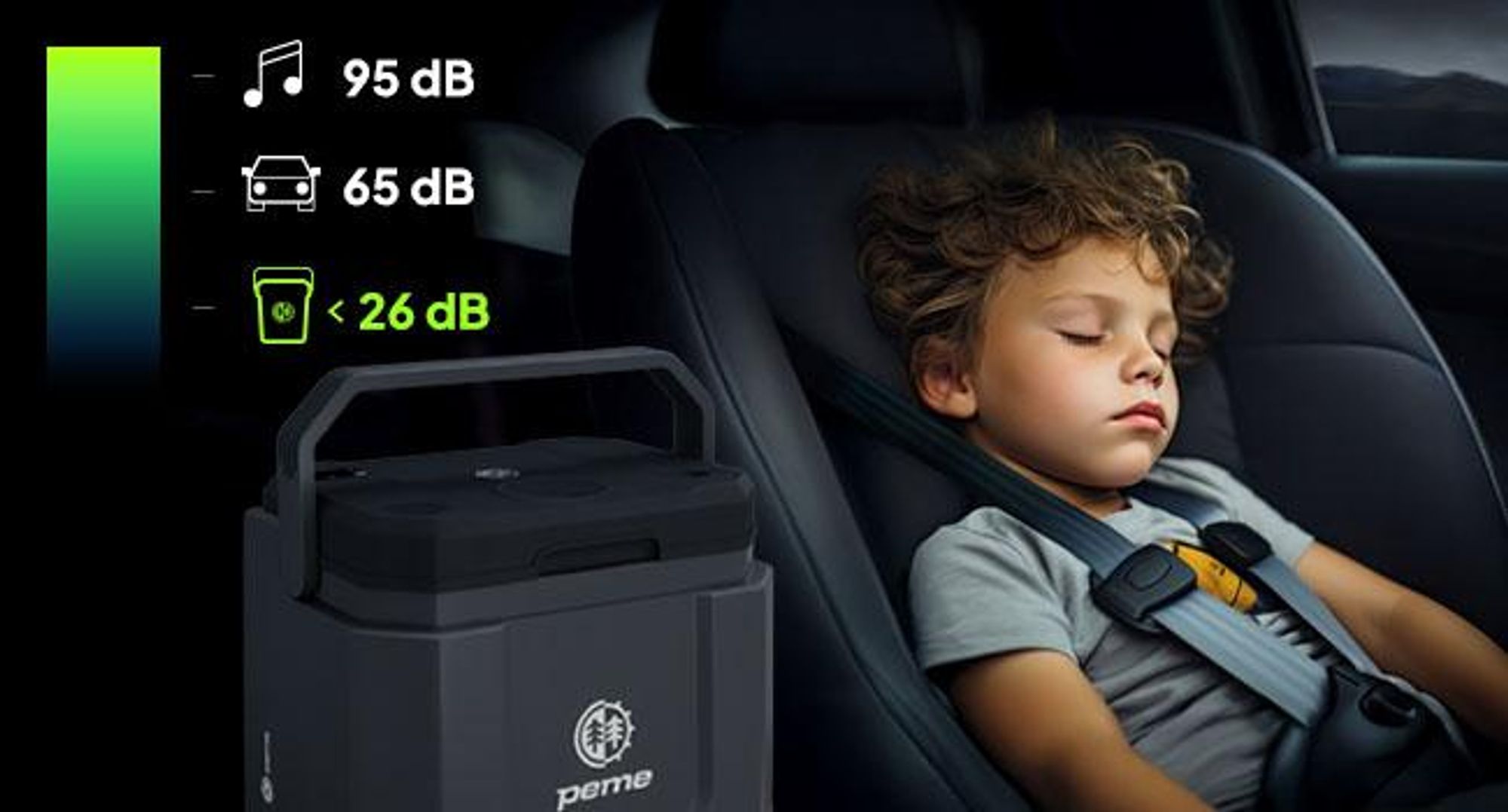 Peme Elektrische Kühlbox Trip 31,5L - Auto Camping Kühlschrank leise Bluetooth Lautsprecher Minikühlschrank Reise PKW LKW Outdoor, mit Strom & USB