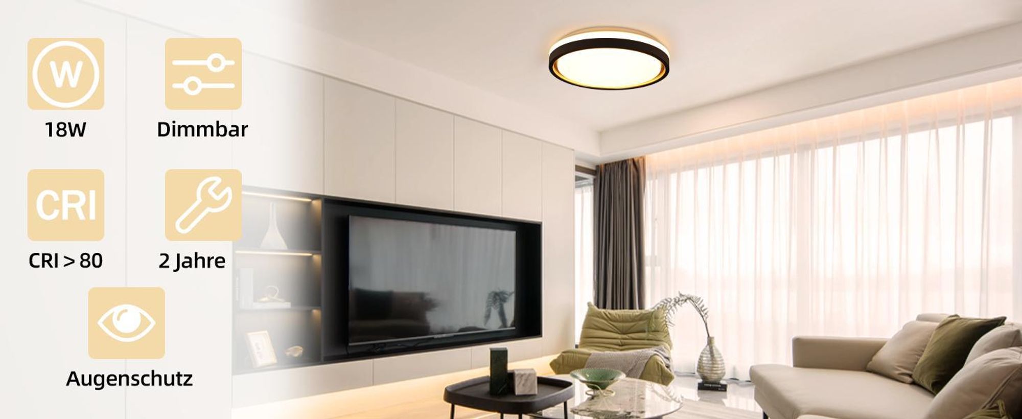 ZMH LED Deckenleuchte Wohnzimmer Schwarz  Dimmbar mit Fernbedienung  32W  Eckig 30cm  Memoryfunktion  Deckenbeleuchtung für Küche Schlafzimmer Flur Esszimmer