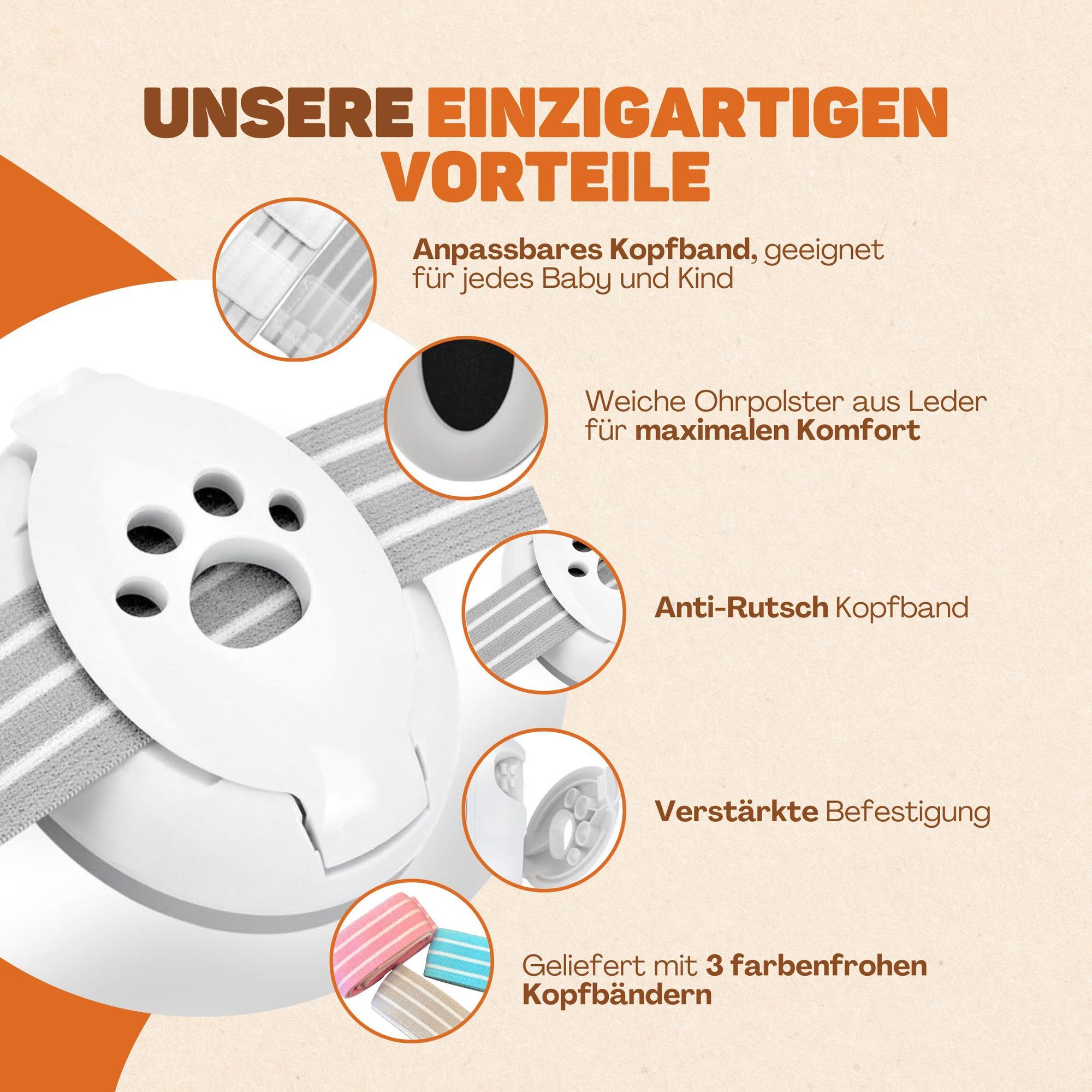 Vulpes Goods Gehörschutz für Kinder, Kapselgehörschutz, Lärmschutz Kopfhörer, Für Babys & Kleinkinder bis 36 Monate, Mit 3 Kopfbanden & Tasche