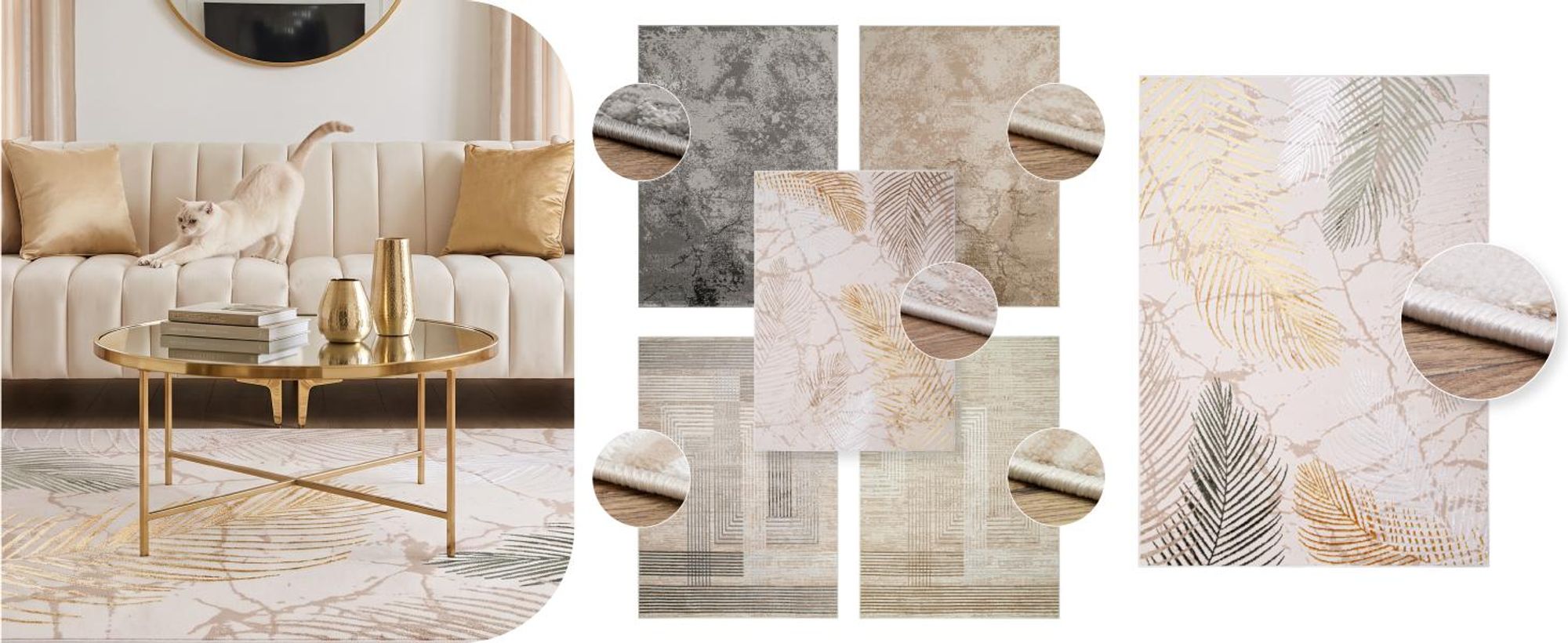Tapiso Teppich Crystal Modern Braun Beige Gold Wohnzimmer 250 x 350 cm