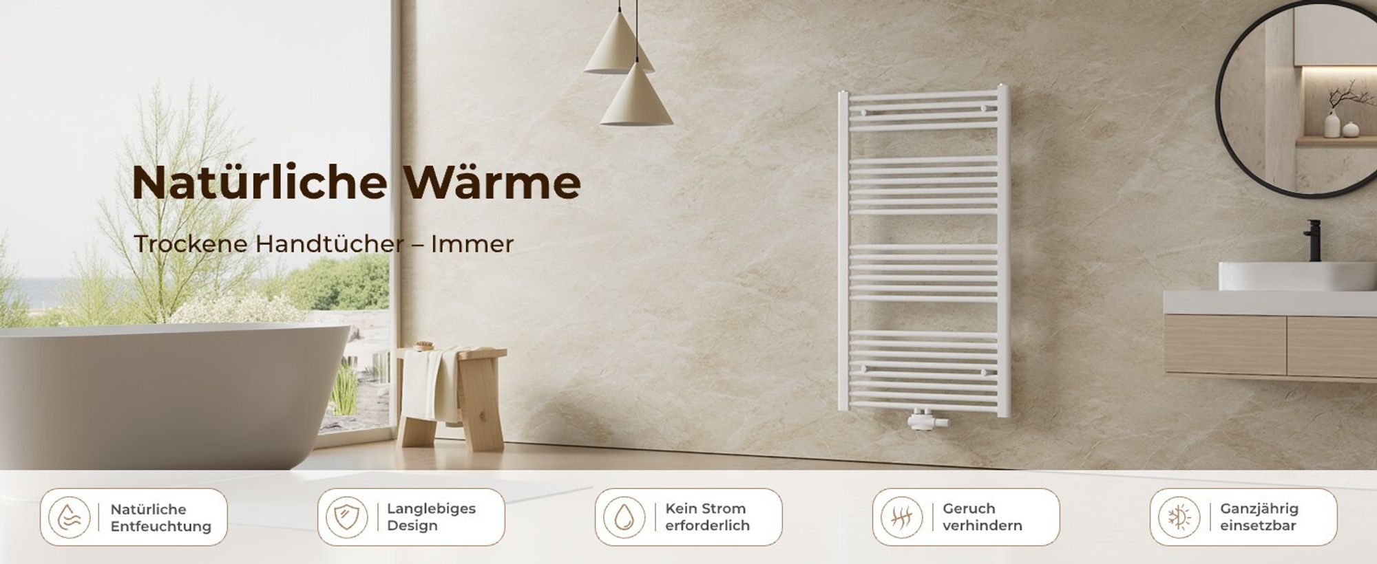 Heilmetz Badheizkörper 120 x 60 cm Weiß Handtuchtrockner Mittelanschluss Heizung Handtuchwärmer Heizkörper Bad Radiator für Zimmer 5㎡ Ohne heizstab