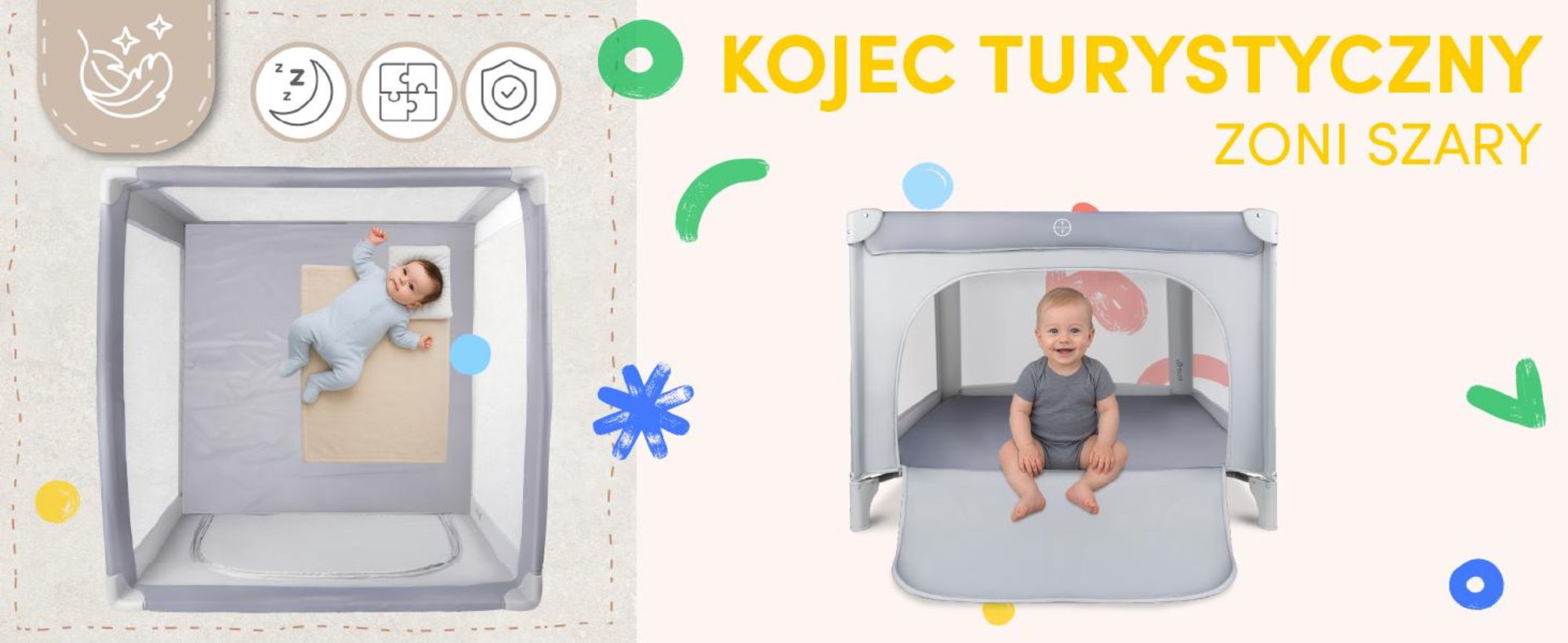 Kojec Turystyczny Składany Podróżny Łóżeczko dla Dziecka Materac Torba 2w1 ZONI