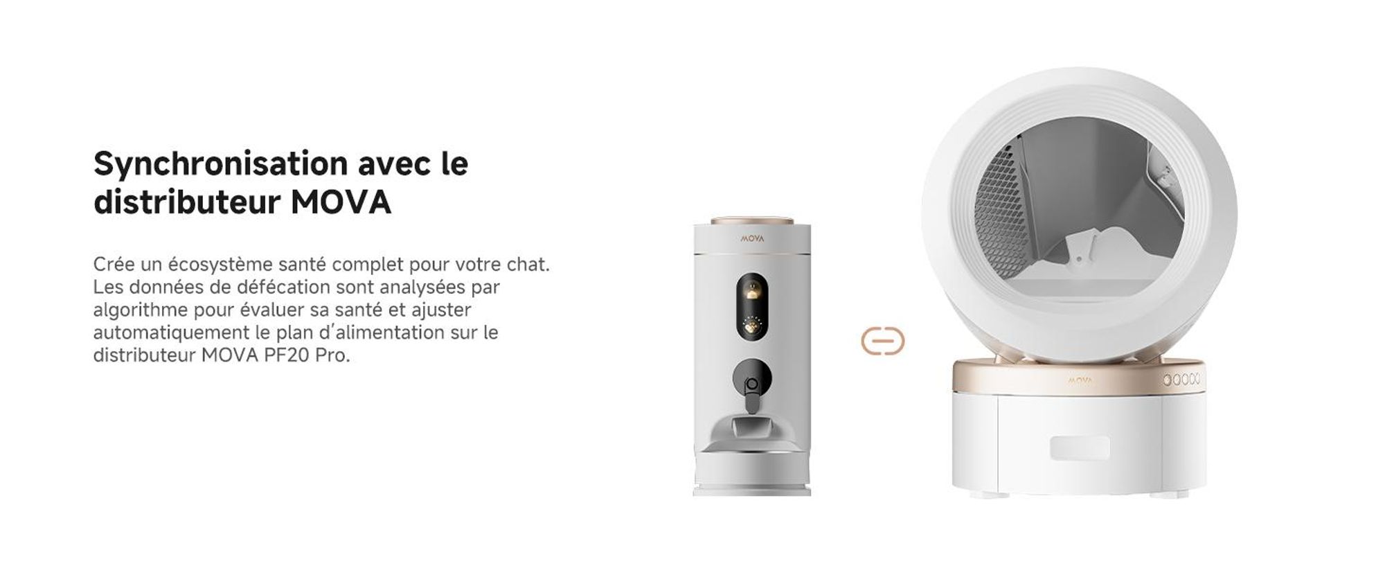 MOVA LR10 Prime Bac à litière automatique blanc, 110 L d’espace intérieur, jusqu’à 15 jours de nettoyage autonome, double système anti-odeurs, 12 disp