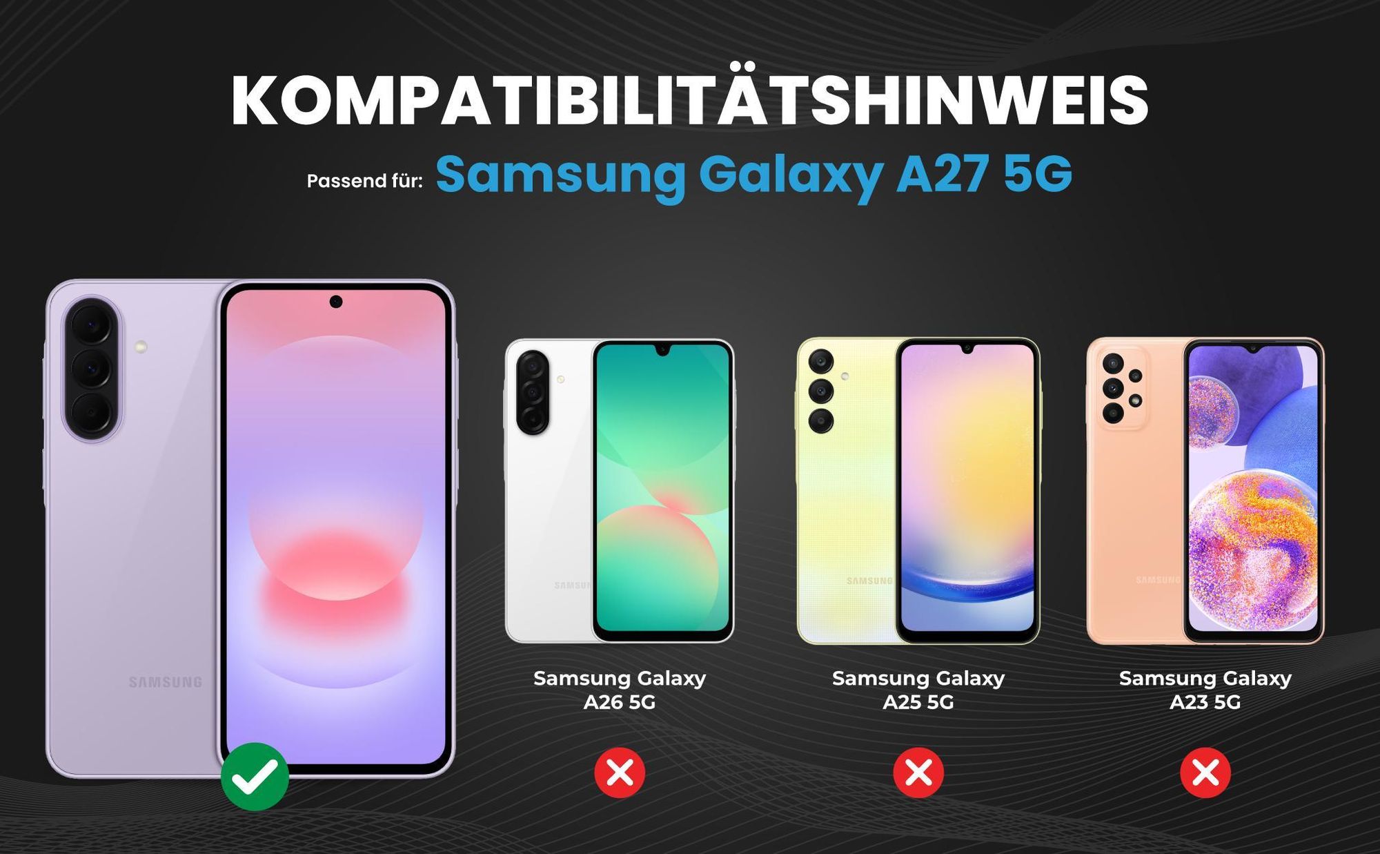 Kompatibilitätshinweise Hülle für Samsung Galaxy A27 5G