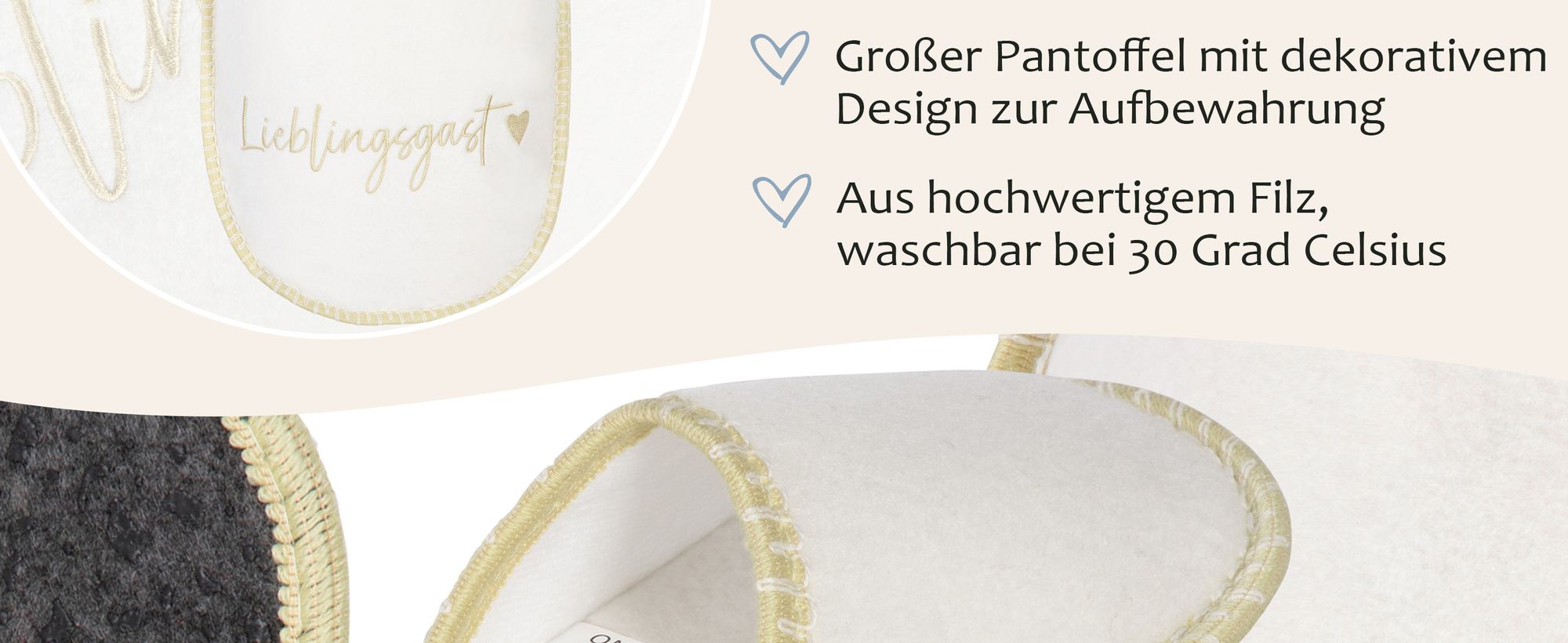 ONVAYA® ABS Gästepantoffel | Lieblingsgast | 6er Set | Antirutsch Sohle | Hausschuhe | Filzpantoffel | Gr. 36-45 Gästehausschuhe