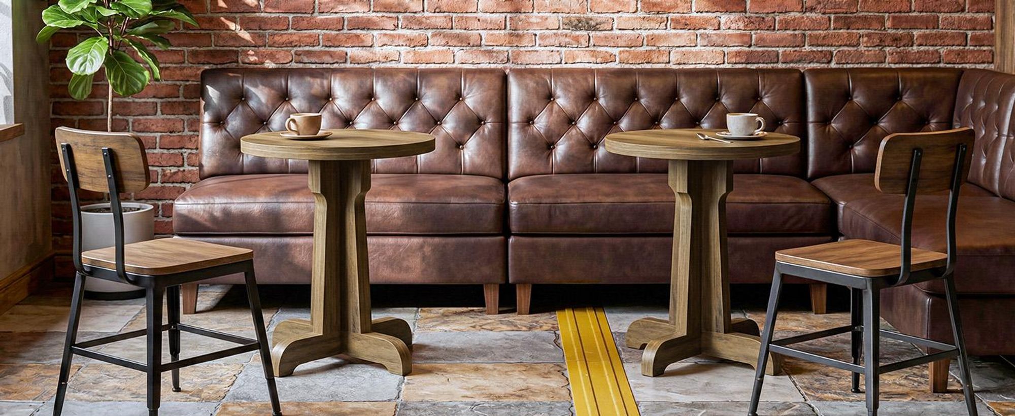 Tribesigns Runder Esstisch 60 cm, Bistro Tisch mit Kreuzfuß und Dicker Tischplatte, Vintage Gastronomie Tisch für Café, Restaurant, Bäckerei