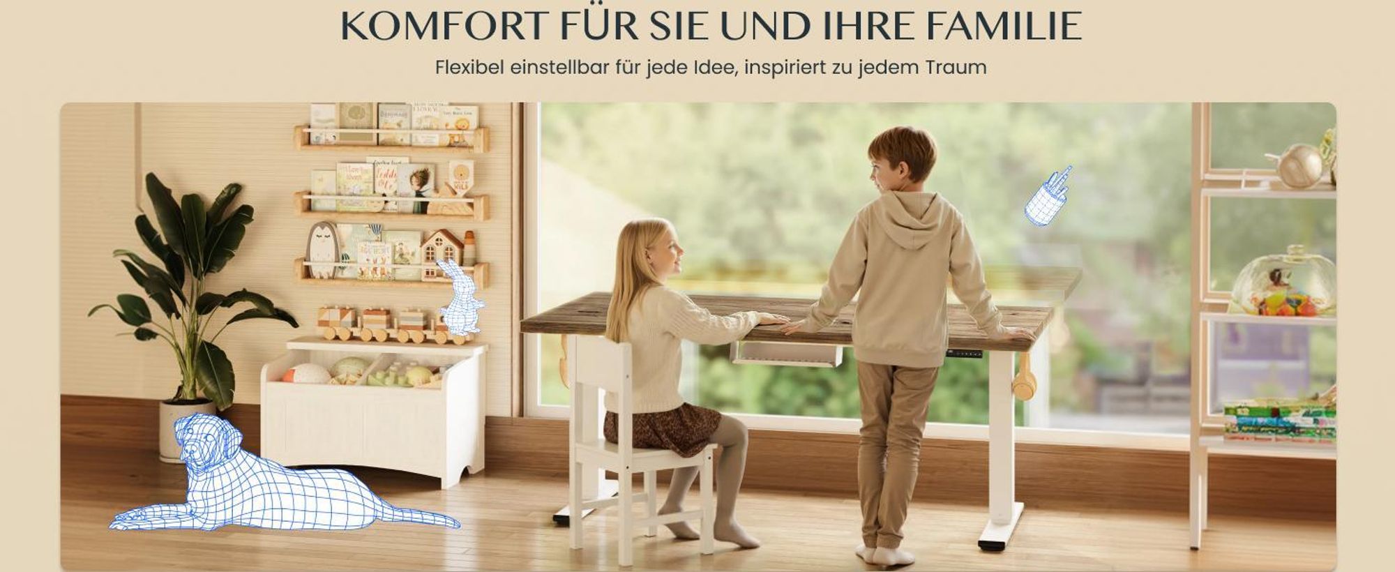 FLEXISPOT E1 Pro Elektrisch Höhenverstellbarer Schreibtisch EU, 160x80cm 25MM EINTEILIGE TISCHPLATTE Doppelmotor 120KG Tragkraft Kaffee-Eiche Optik