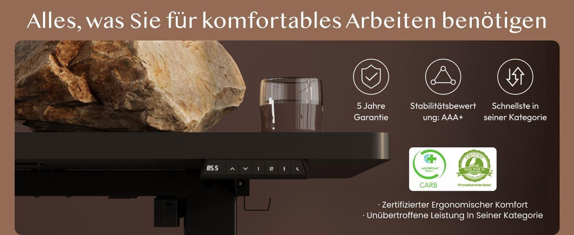 FLEXISPOT QE1 Höhenverstellbarer Schreibtisch 180x80cm, 4 Memory-Funktion, Antikollisionsschutz, 70kg Tragkraft, Haken, Kabelmanagement(Schwarz)