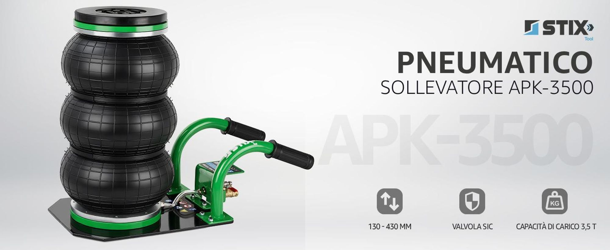 Sollevatore pneumatico 3,5T APK-3500, cuscino d'aria, maniglia corta, adatto per auto e SUV