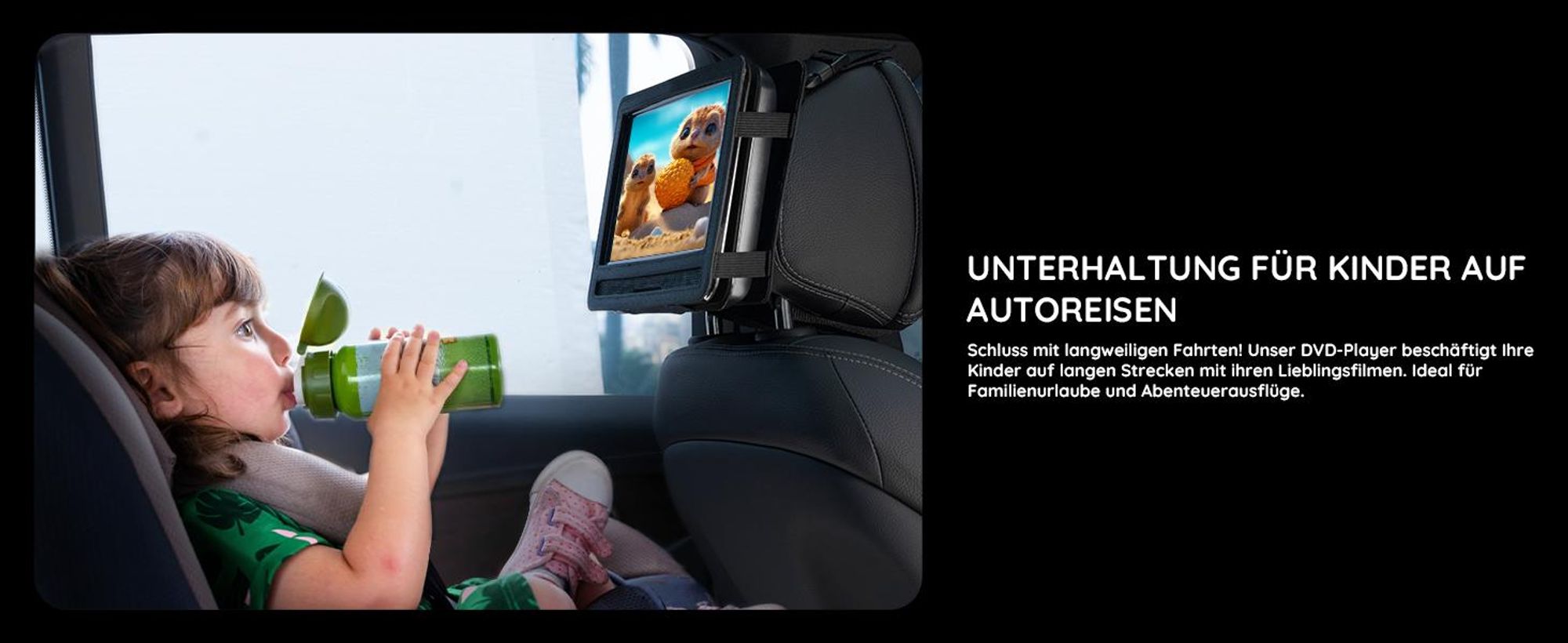 15.7" Tragbarer DVD-Player mit 14"HD-Drehbildschirm, ideal fürs Auto 6 Stunden Akkulaufzeit intelligente SpeicherwiedergabeAlle Region Dual-Lautsprech