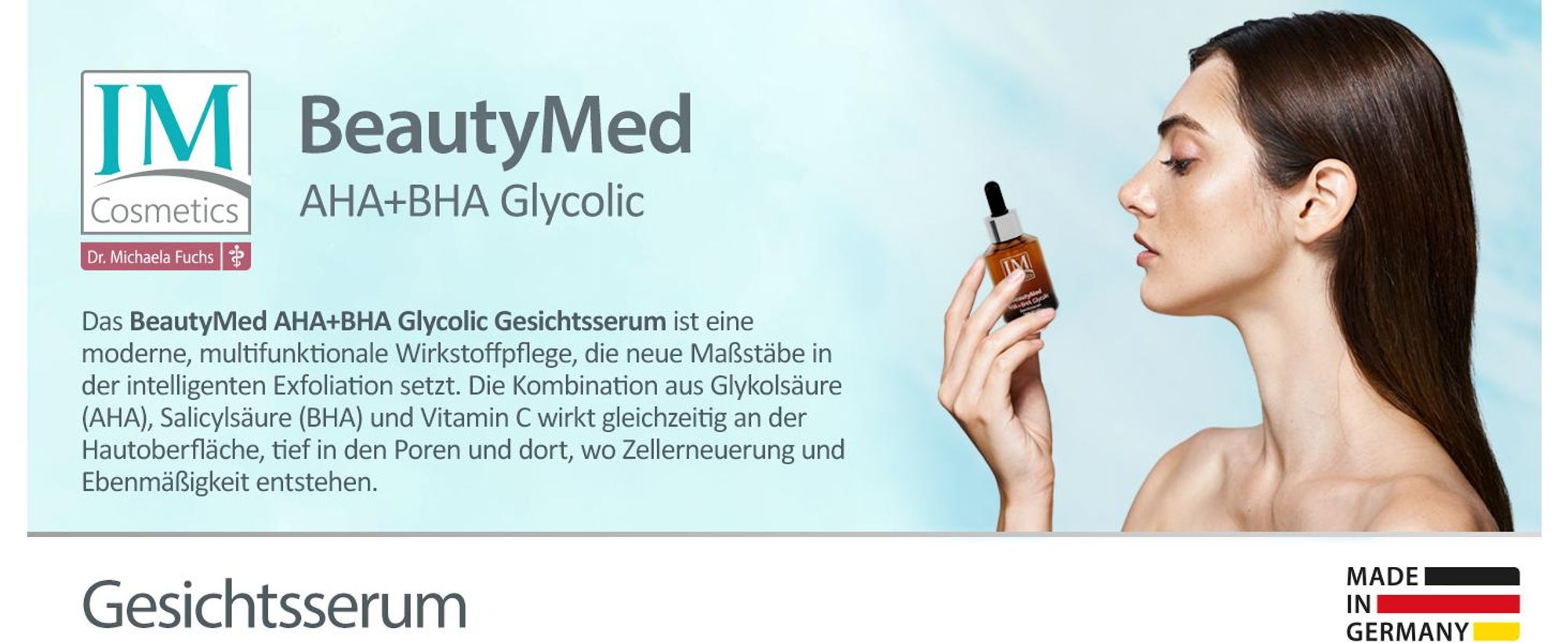 Genius IMS Cosmetics BeautyMed AHA+BHA Glycolic Serum mit Salicylsäure gegen Pickel & Mitesser, porenverfeinernd, für unreine Haut, 60 ml – Dr. Fuchs