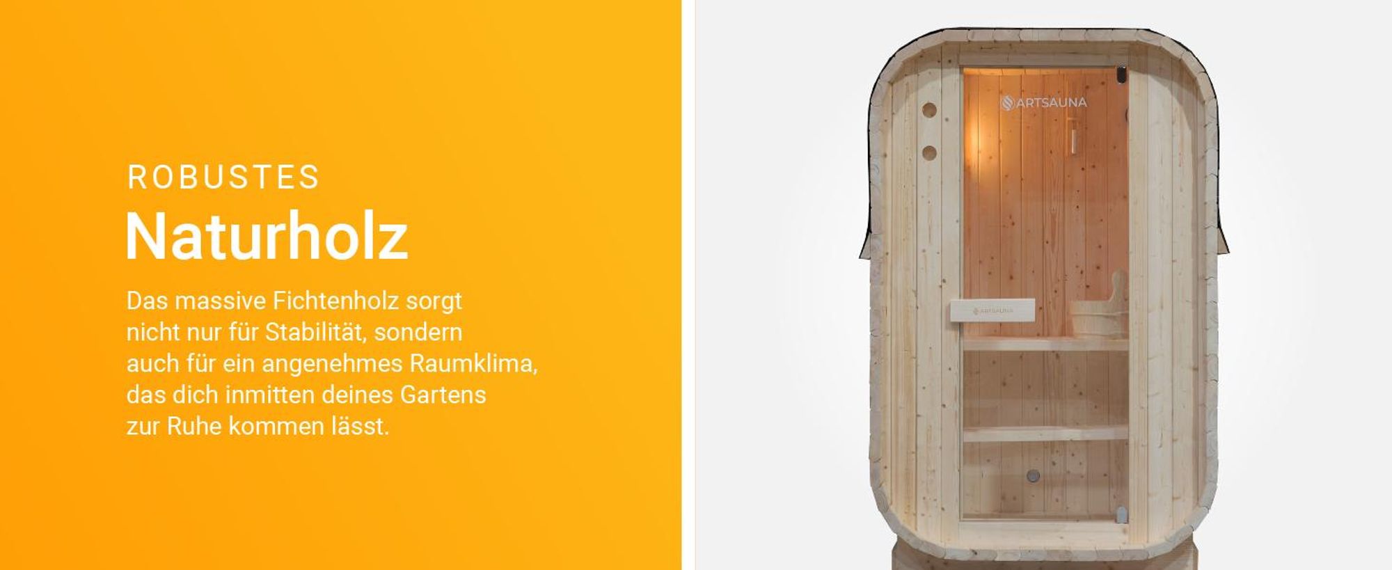 Artsauna Fasssauna Nolvik S, mit 3,6 kW Ofen & Zubehör für Garten, Cube Design