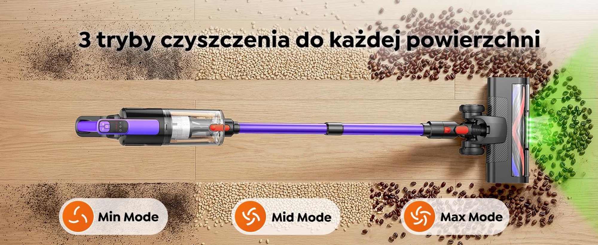 Buture VC100 Odkurzacz bezprzewodowy , odkurzacz bezprzewodowy 500W/45000pa z ekranem dotykowym, czas pracy do 55 minut