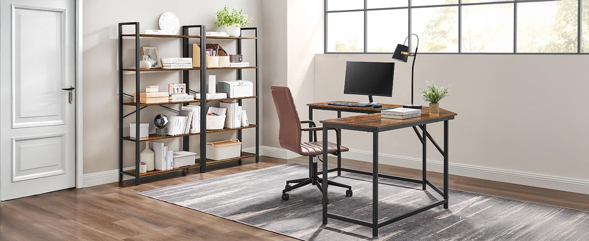VASAGLE Bücherregal mit 5 Ebenen 153 x 66 x 30 cm Aufbewahrungsregal Industrie-Design Stahlgestell Holzspanplatten vintagebraun-schwarz LLS061B01