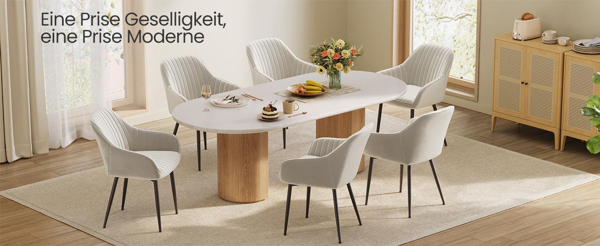 SONGMICS Polsterstuhl mit Metallbeine, Samt, cappuccinobeige
