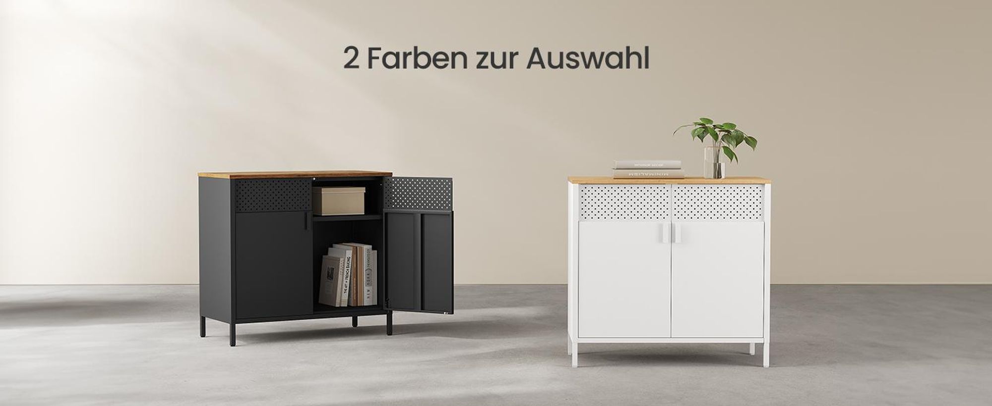 SONGMICS Aufbewahrungsschrank, Metallschrank, mit Doppeltür, Magnetverschluss, verstellbarer Einlegeboden, Stahlgestell, naturfarben-weiß CSL102W57