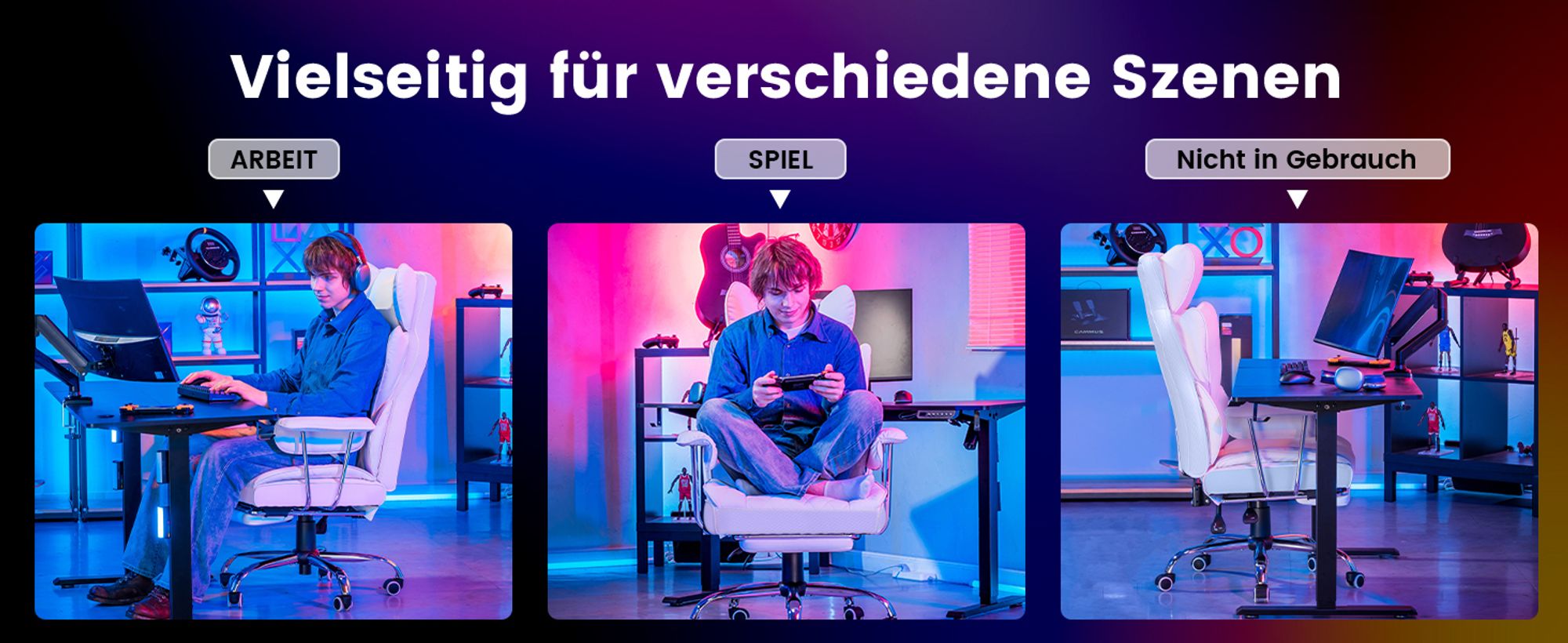 GTPLAYER Gaming Stuhl, Gamer Stuhl, Ergonomischer Bürostuhl mit Fußstütze verstellbare Lenden und Kopfkissen, Gaming Chair Gepolstert, Gaming Sessel